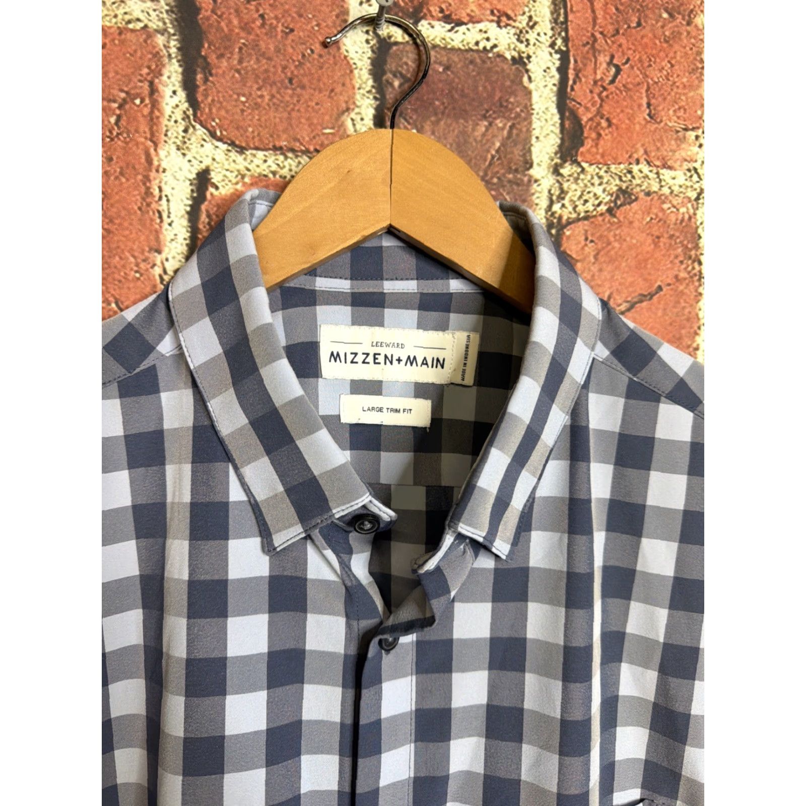 Mizzen+Main Mizzen+Main Leeward Shirt Men L Blue Trim Fit Plaid Check Short Sleeve Button-Up Collared Slim Easy Care Breathing All Seasons Size US L / EU 52-54 / 3 - 2 Thumbnail
