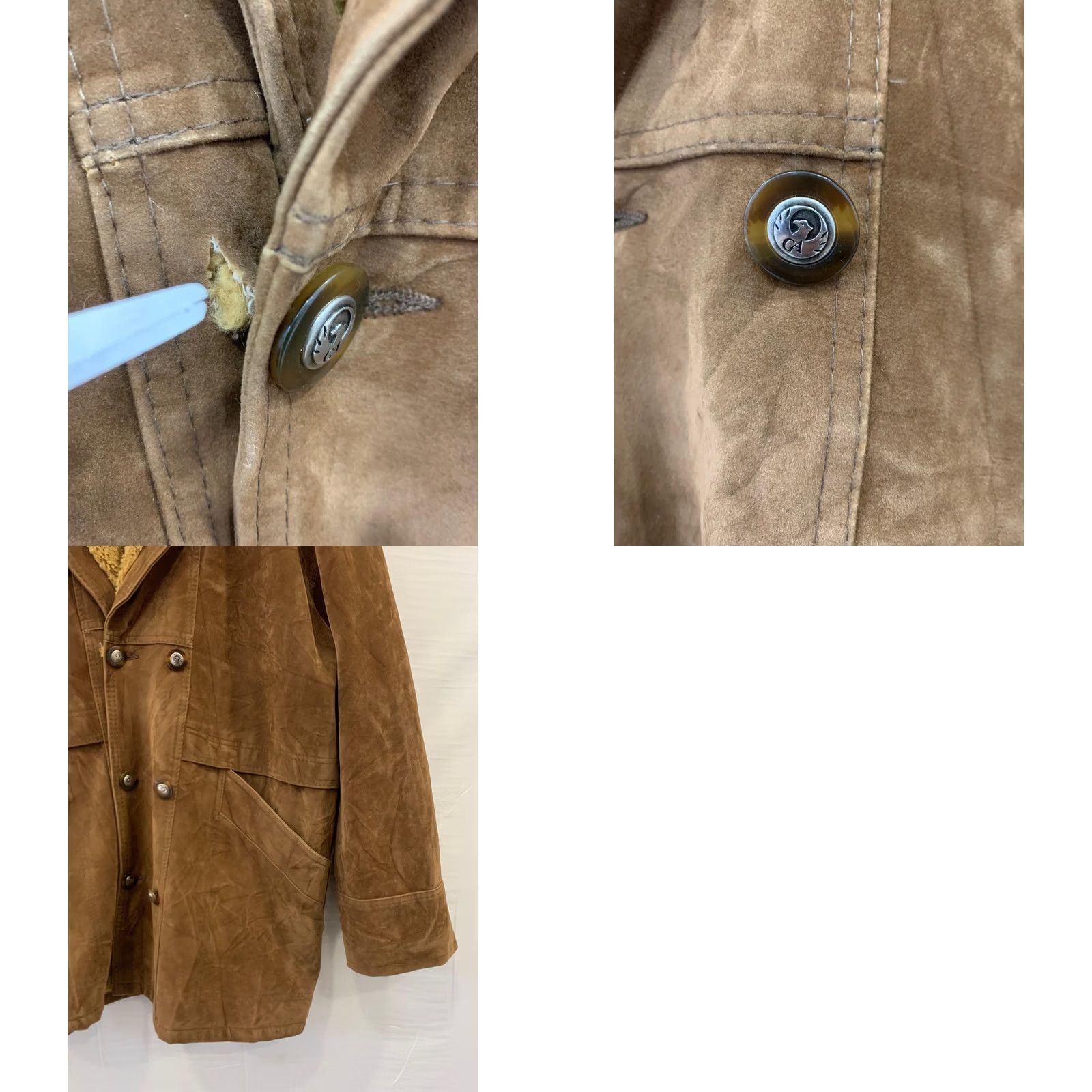Vintage VINTAGE Shearling Leather Coat XL Brown Made In Italy Sherpa Lined Jacket Men Overcoat 54 Chest XL Brown Western Ranch Style Mens Size US XL / EU 56 / 4 - 8 Thumbnail
