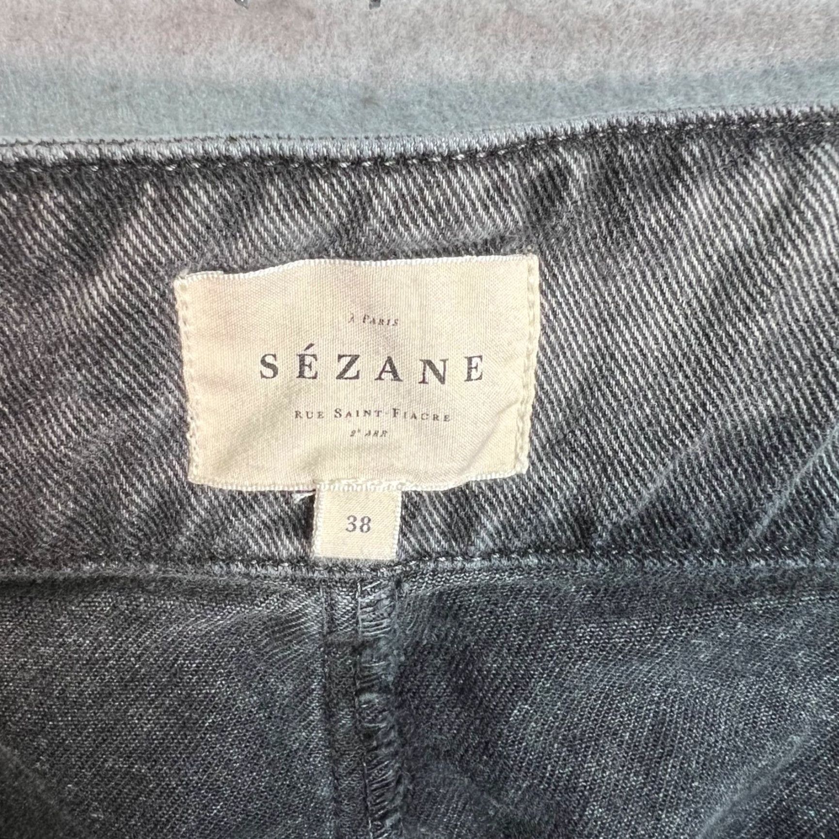 SÉZANE High-Waist Paperbag Jeans Size 38 Acid Wash Gray Womens