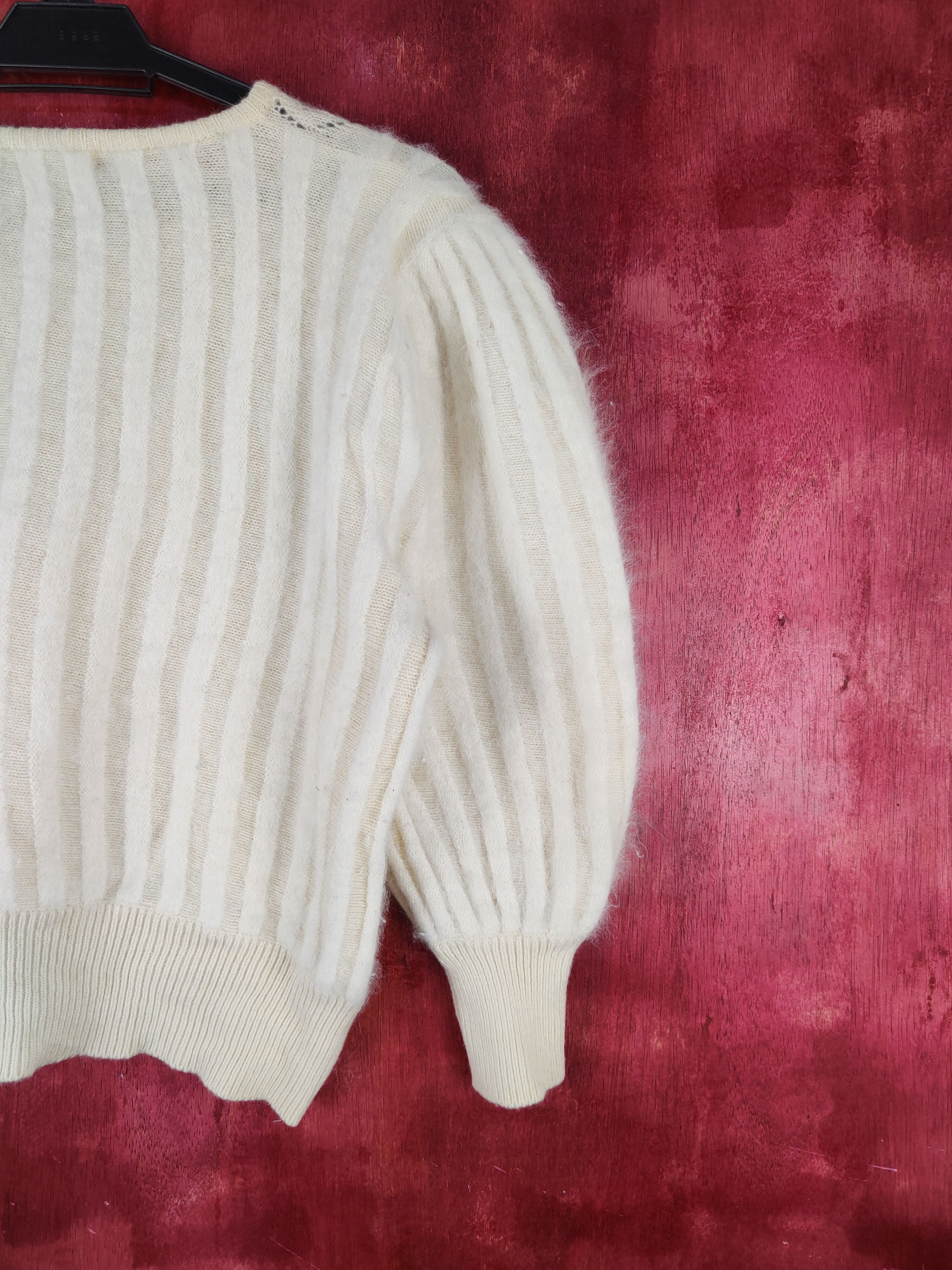 Homespun Knitwear Lansoir Cream Shag Shaggy Fur Mohair Knitwear #S2065 Size S / US 4 / IT 40 - 9 Thumbnail