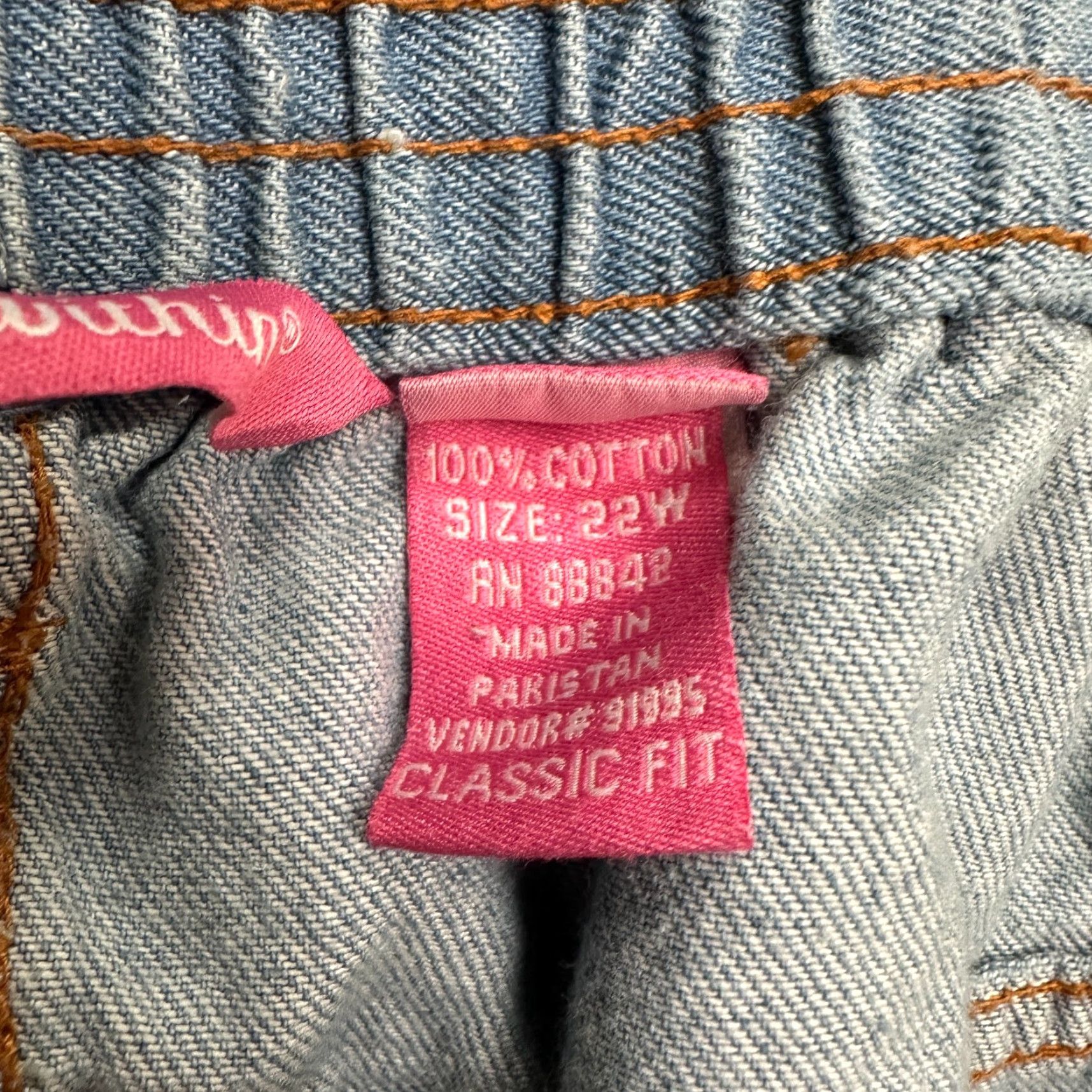 Vintage Woman Within Jeans Denim Wide-Leg 22W Blue Elastic Waist 5-Pocket Plus Size Women Size 40" / US 18 - 7 Thumbnail