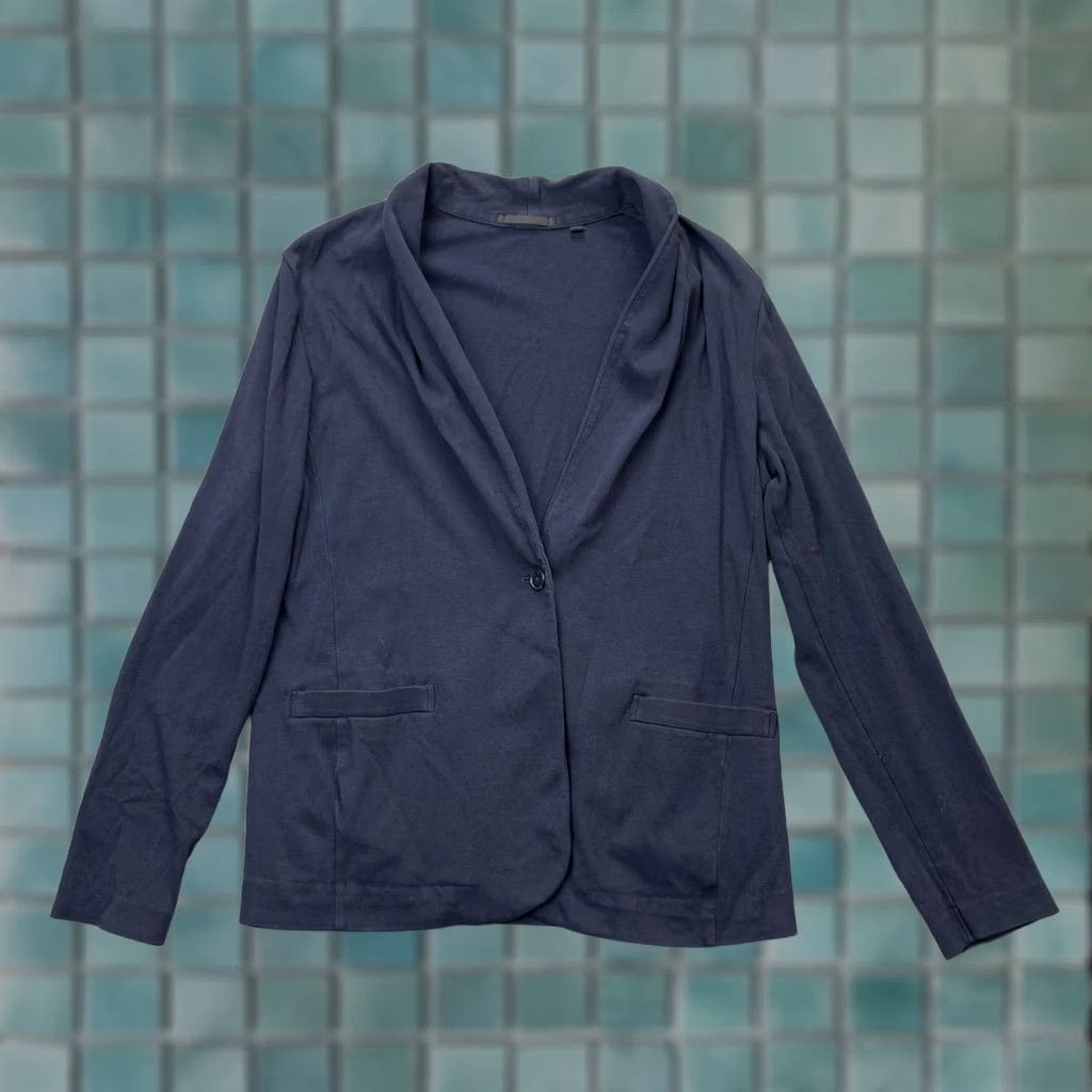 Uniqlo Uniqlo Jacket Womens Large Blue Coat Cotton Stretch Shawl Collar Relaxed Classic Size L / US 10 / IT 46 - 1 Thumbnail