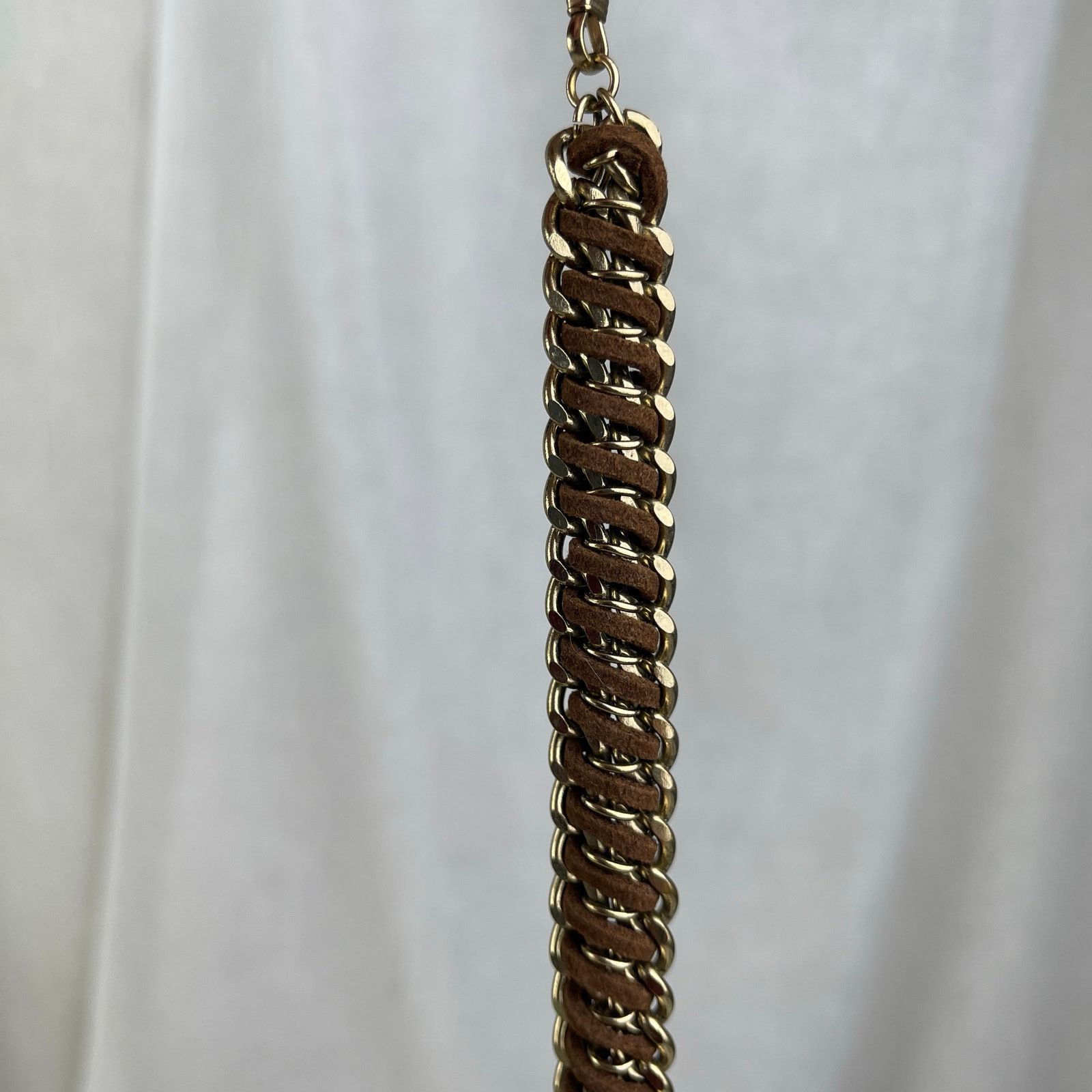 Other Gold Chunky Chain Bracelet Brown Braided Faux Leather NWOT Size ONE SIZE - 20 Thumbnail