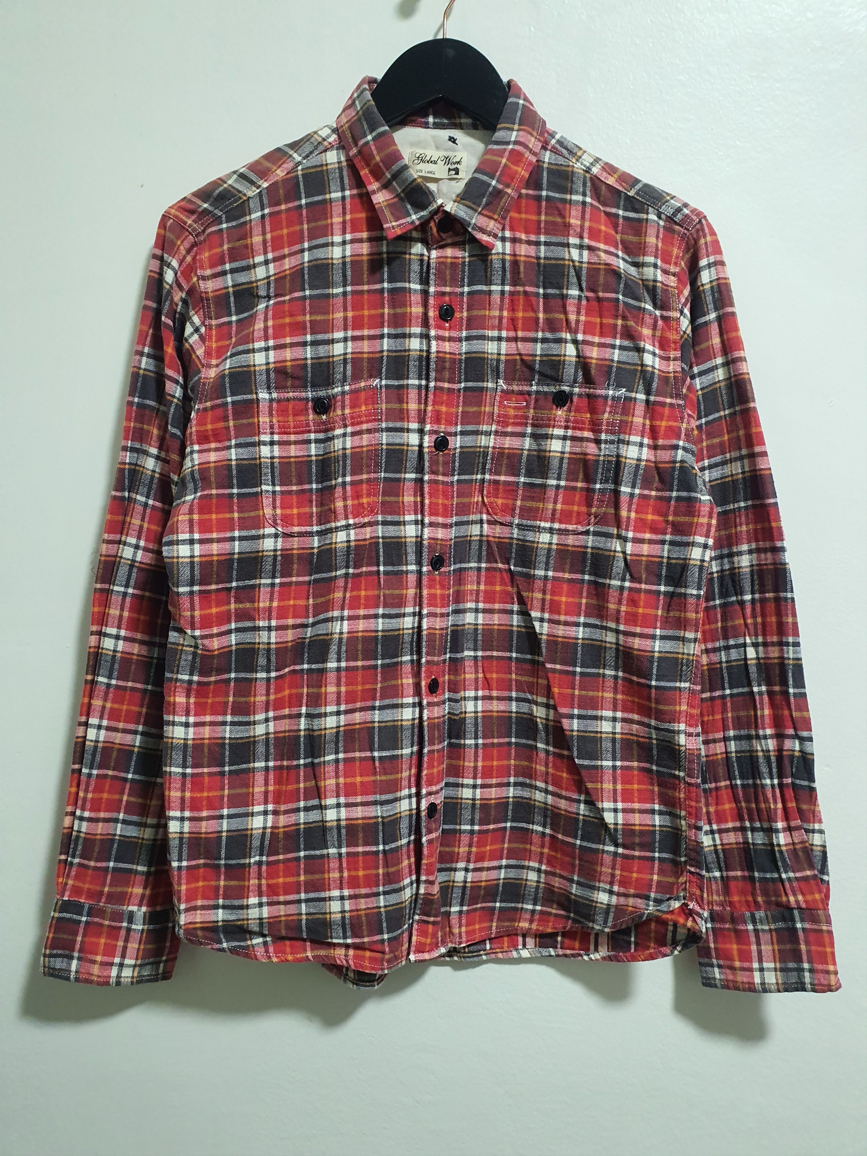 Global Work × Japanese Brand GLOBAL WORK 20/26.5 CHECKED RED WORK SHIRT Size US L / EU 52-54 / 3 - 2 Thumbnail