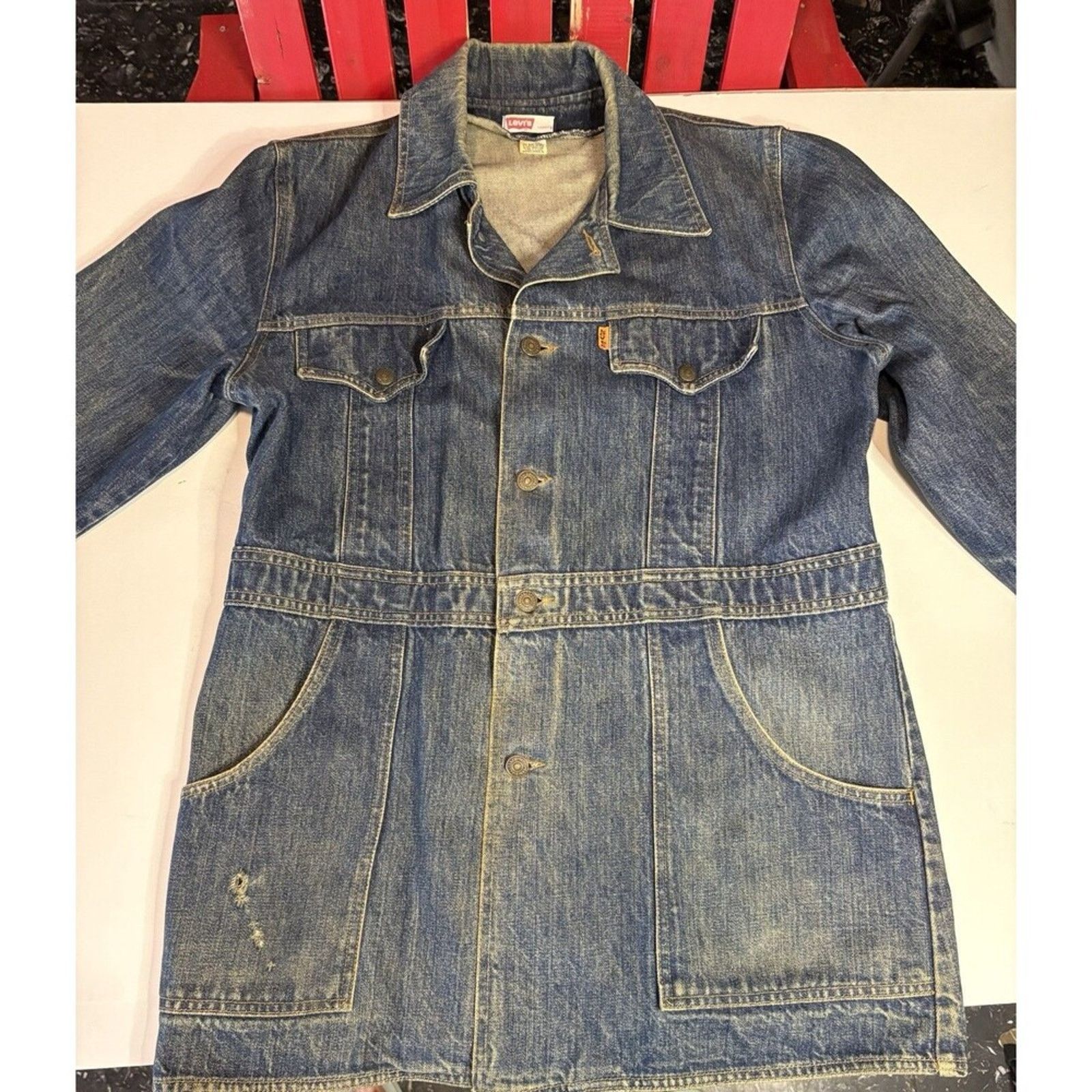 Levi's Vintage 70s Levi’s Orange Tab Denim Chore Bush Jacket Large Size US L / EU 52-54 / 3 - 9 Thumbnail