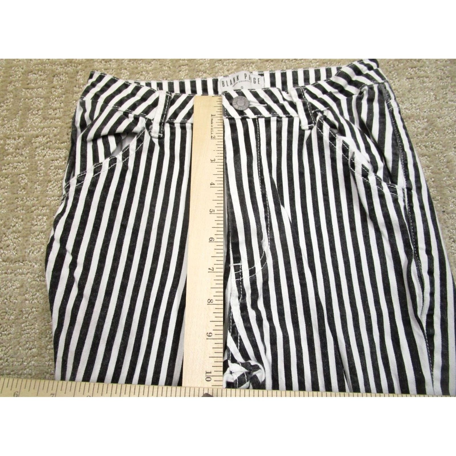 Paige Paige Jeans Women Bell Bottom Flared High Rise Black Pinstripe 5-Pocket Denim XS-S/Small Regular Rise Bellbottoms Womens Jeans Size 28" / US 6 / IT 42 - 6 Thumbnail