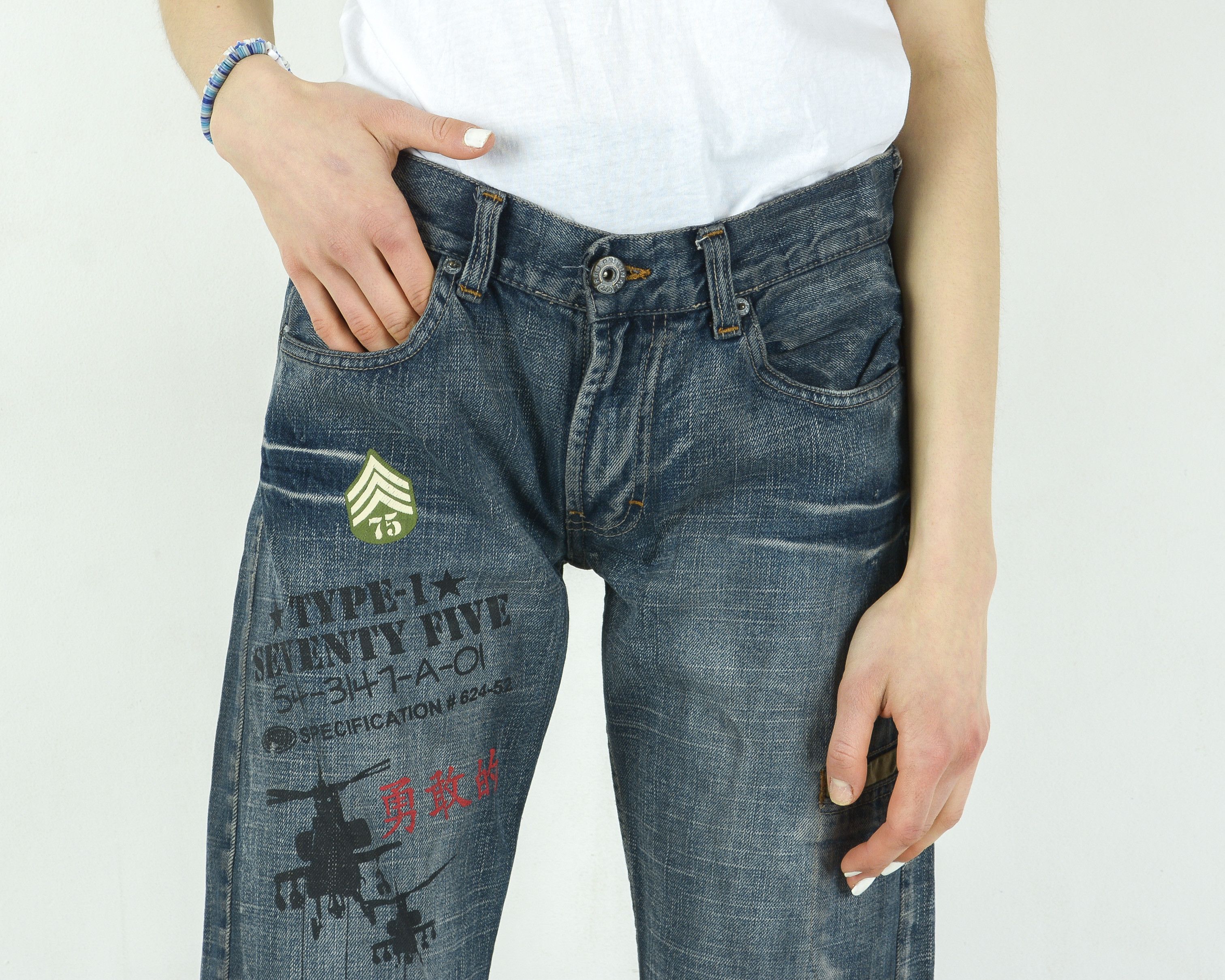 Other × Vintage ROUGH RIDER JEANS W31 L32 Straight Denim Camo Jeans Pants Size 31" - 4 Thumbnail