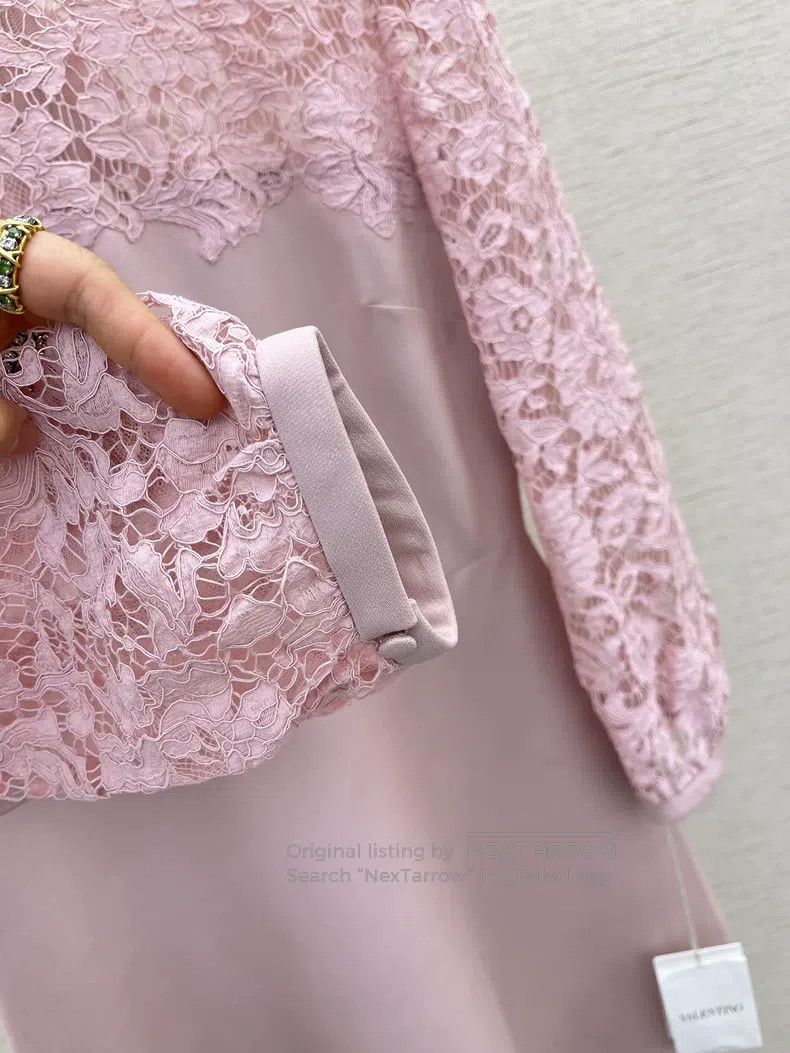 Valentino Valentino Peony pink lace patchwork dress Size S / US 4 / IT 40 - 4 Thumbnail