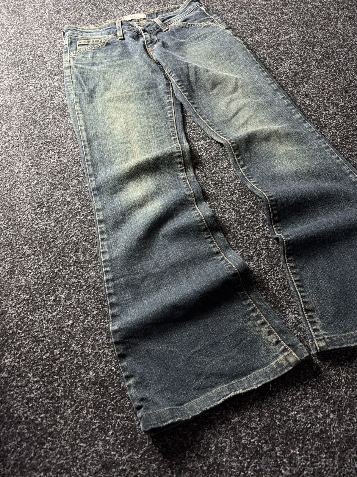 Levi's 00s Levi’s 551 Flare Y2K Vntg Bootcut Greenish Indigo Jeans Size 27" / US 4 / IT 40 - 2 Thumbnail