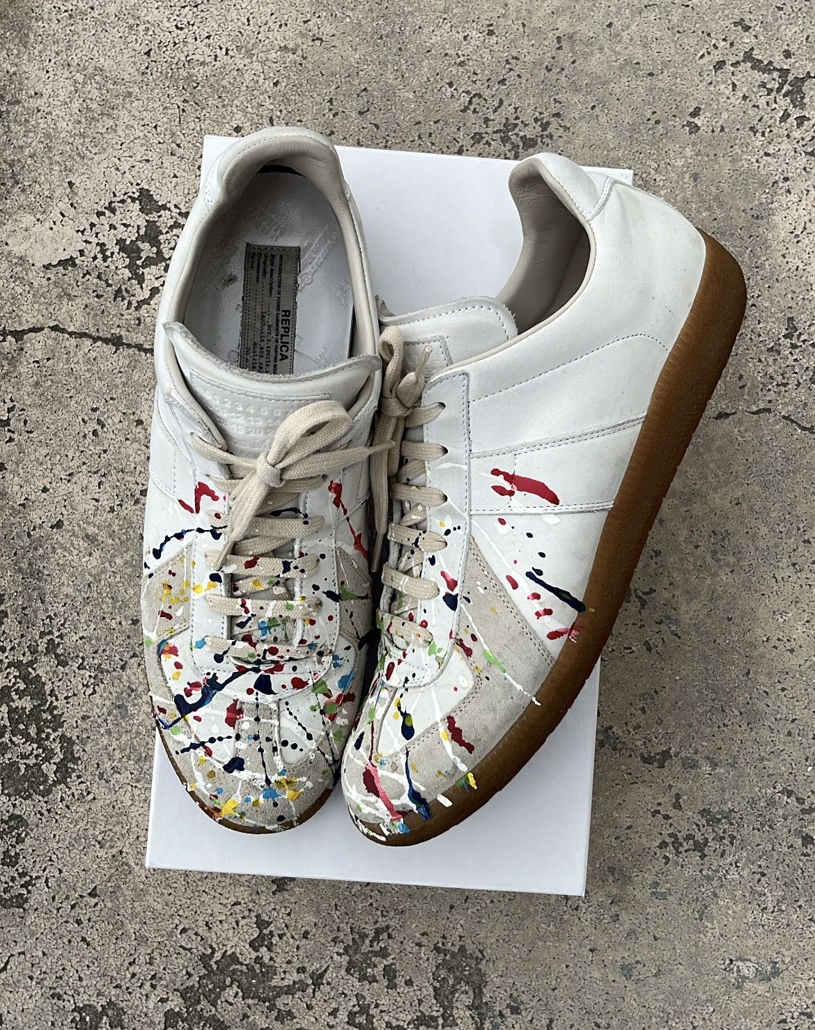 Maison Margiela Maison Margiela Gat Replica Paint Splatter White Size US 10.5 / EU 43-44 - 1 Thumbnail