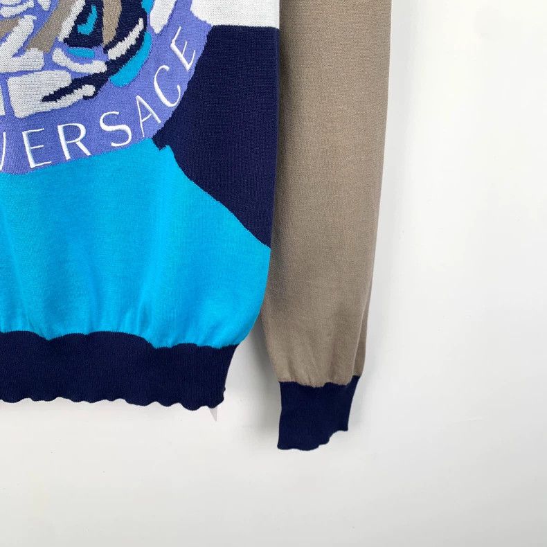 Versace Versace Color-blocked Medusa avatar intarsia cotton crew n Size US M / EU 48-50 / 2 - 5 Thumbnail