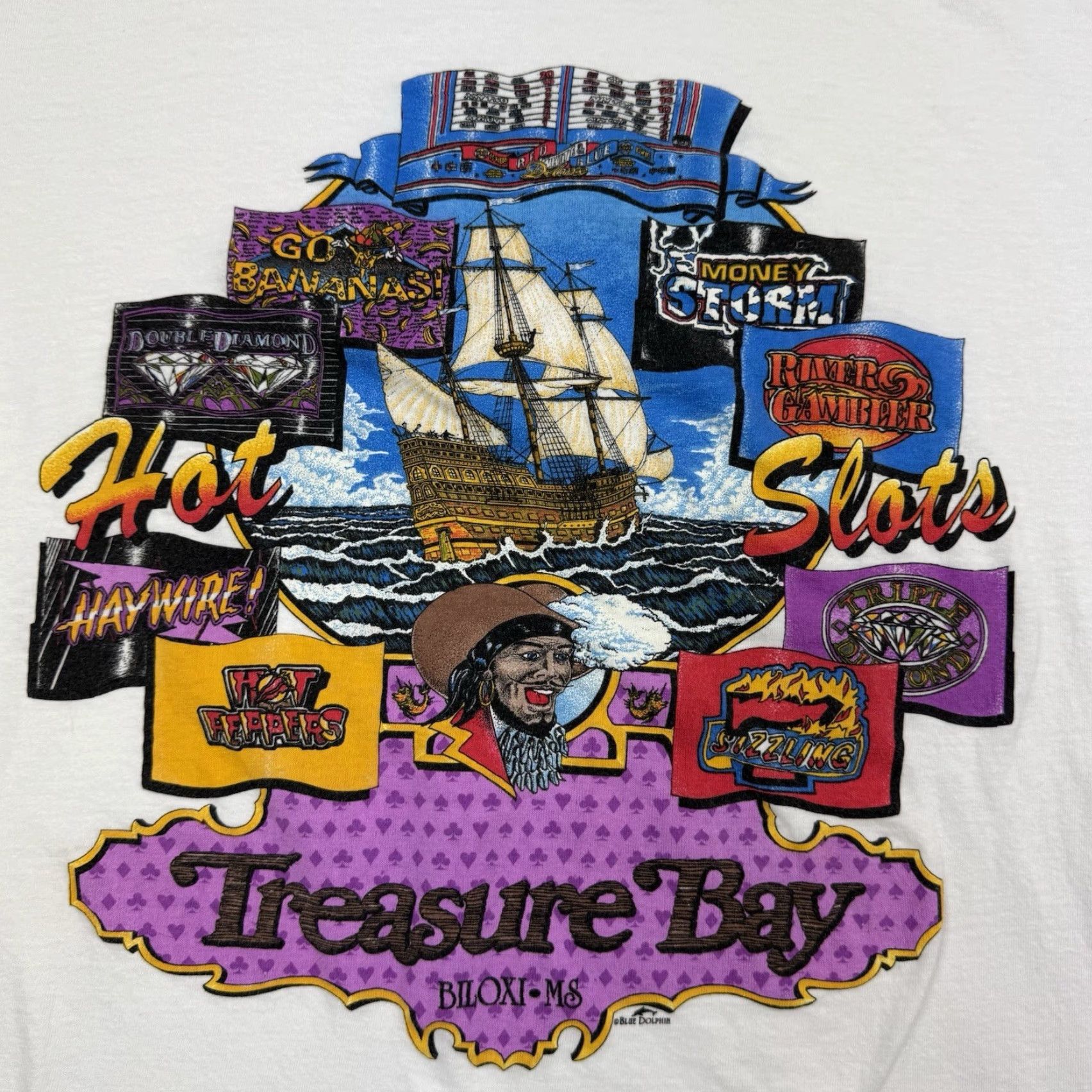 Vintage VINTAGE Short Hills Tee T-Shirt Male XL White Pirate Casino Gambling 90s Slot Machines Graphic Print Crew Neck Short Sleeve Mens XL 90s Theme Size US XL / EU 56 / 4 - 2 Thumbnail