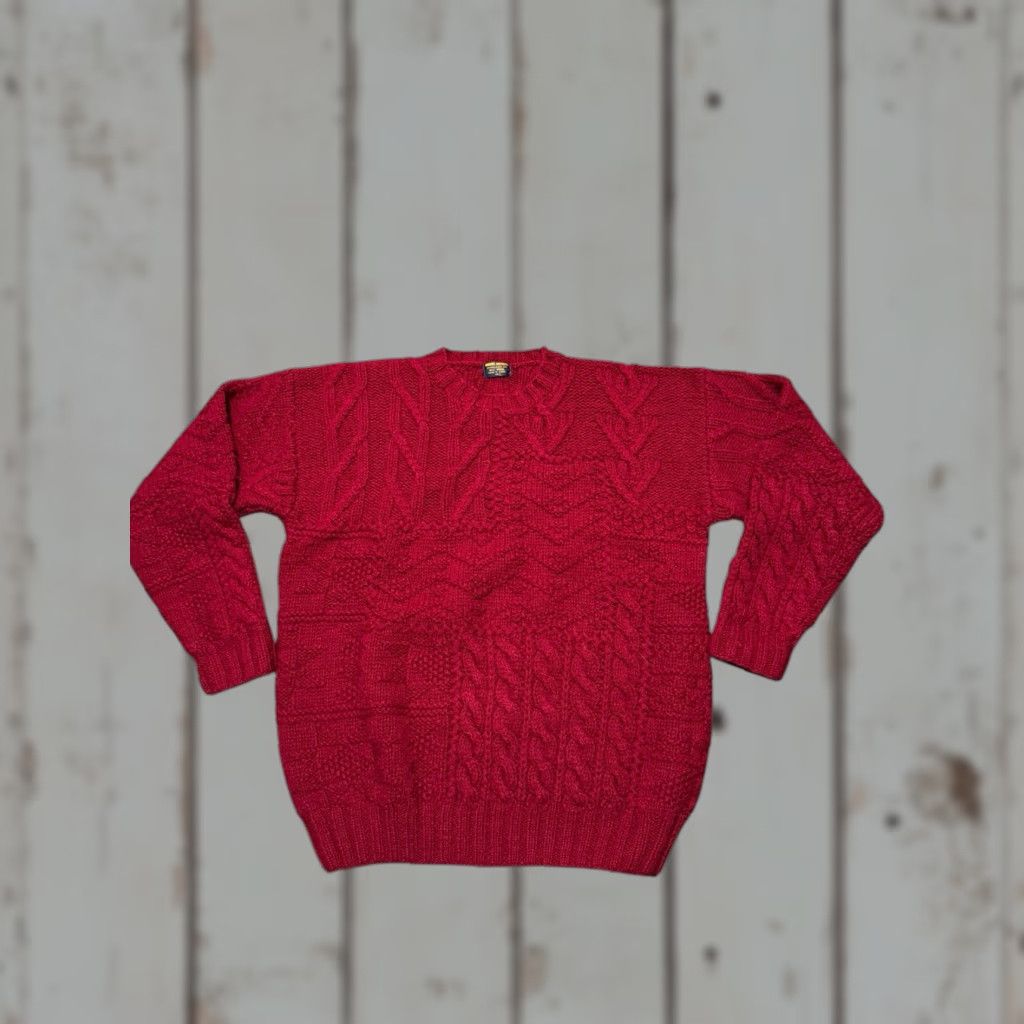 Brooks Brothers VINTAGE Brooks Brothers XL All Wool Aran Cable Knit Fisherman Sweater Deep Burgundy Mens Pullover Crew Neck Knit Wool Size US XL / EU 56 / 4 - 1 Thumbnail