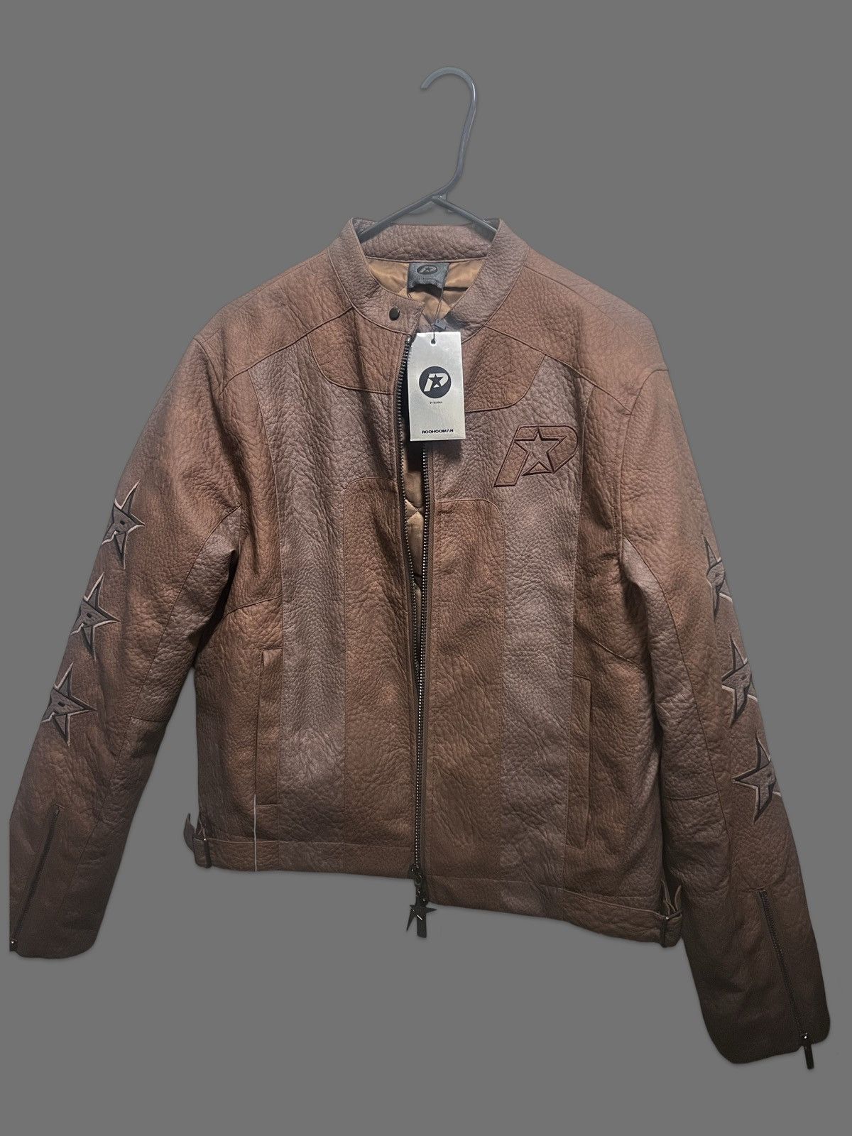 PSTAR⭐️ BOXY FAUX LEATHER PANELLED MOTO JACKET BY GUNNA