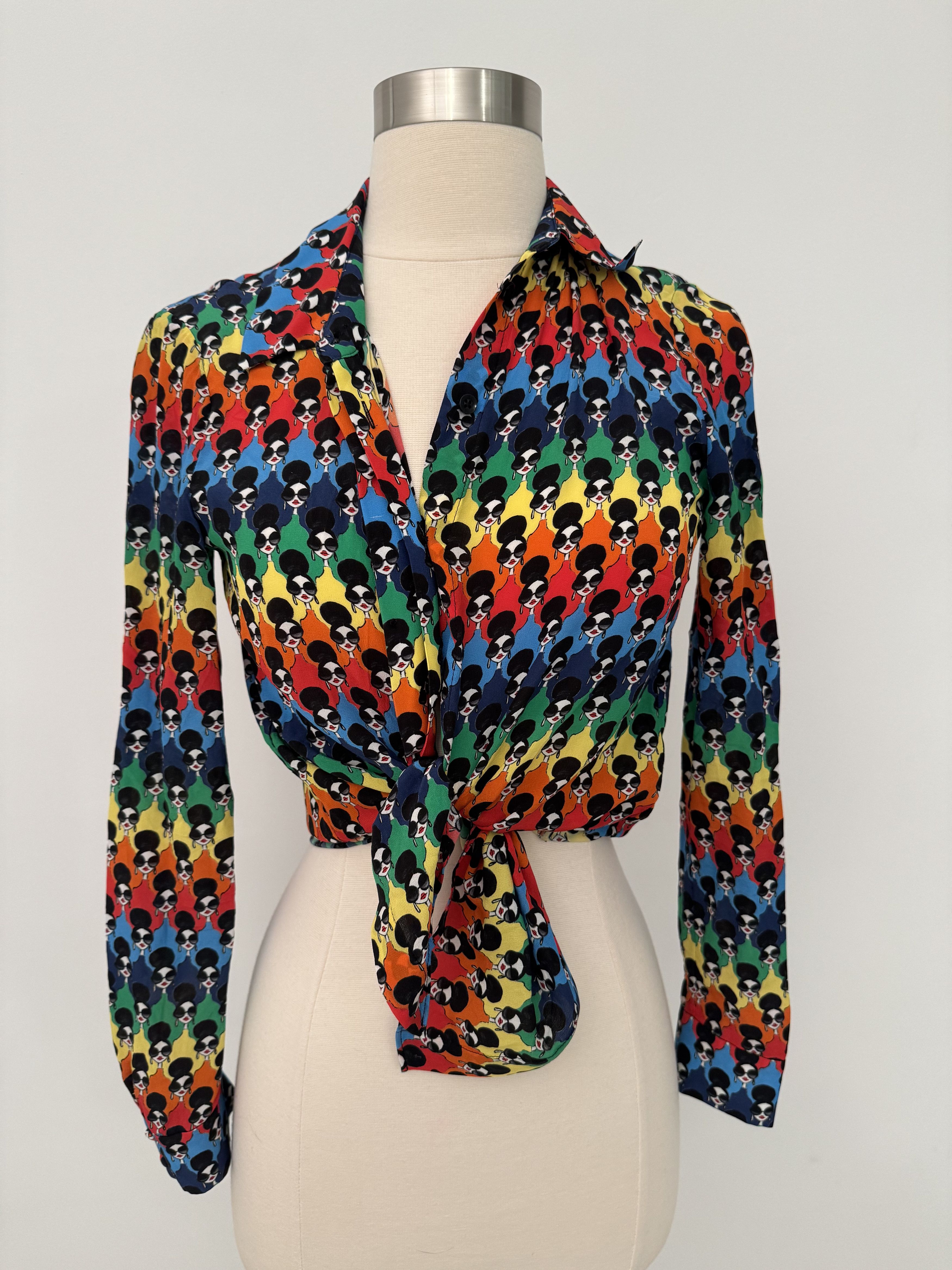 Alice + Olivia Sassy Stacey Willa Printed Placet Top Size XS / US 0-2 / IT 36-38 - 1 Thumbnail