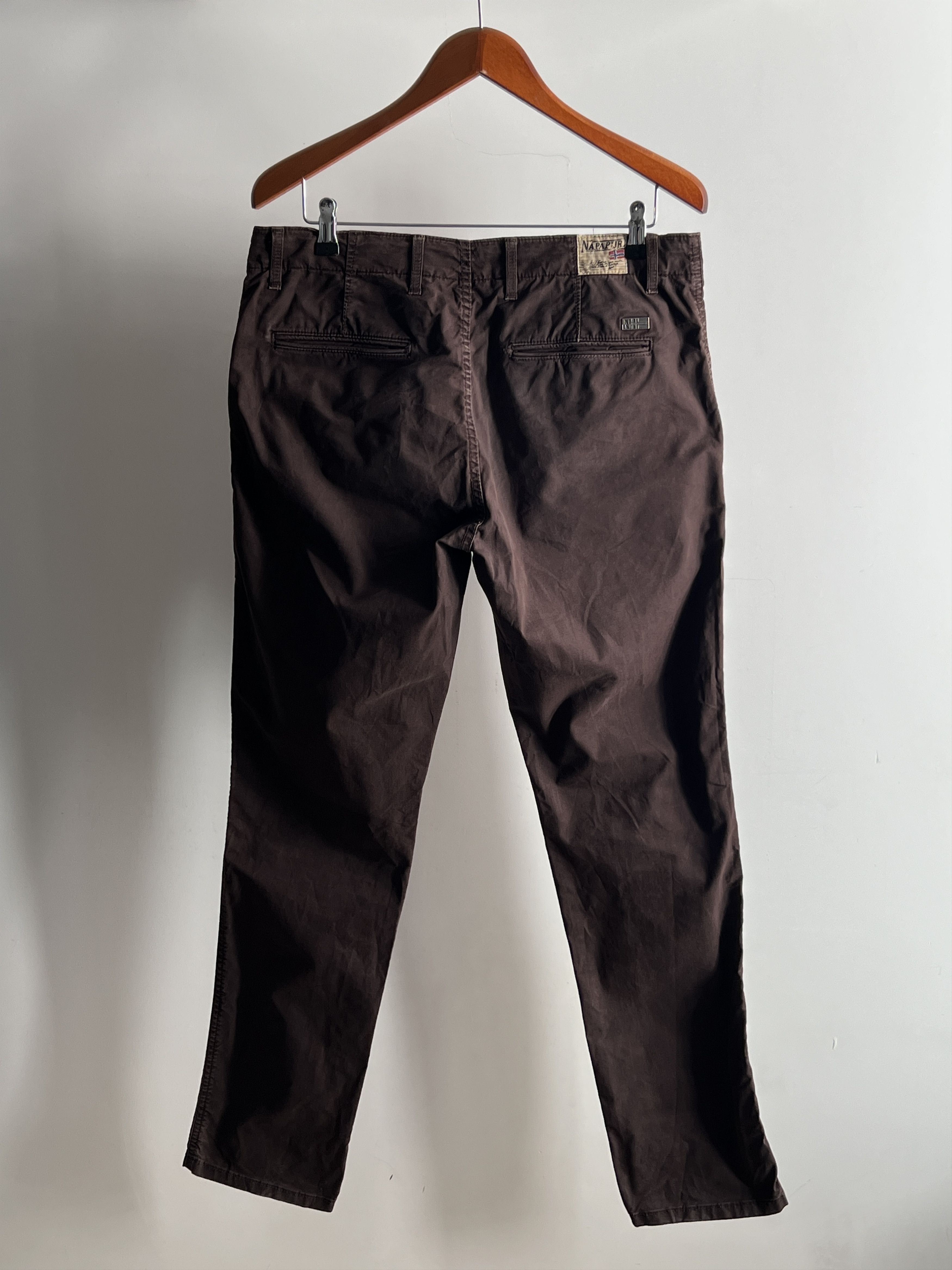 Napapijri × Vintage Mens Brown Straight Leg Chino Trousers Pants by Napapijri Size US 34 / EU 50 - 1 Thumbnail