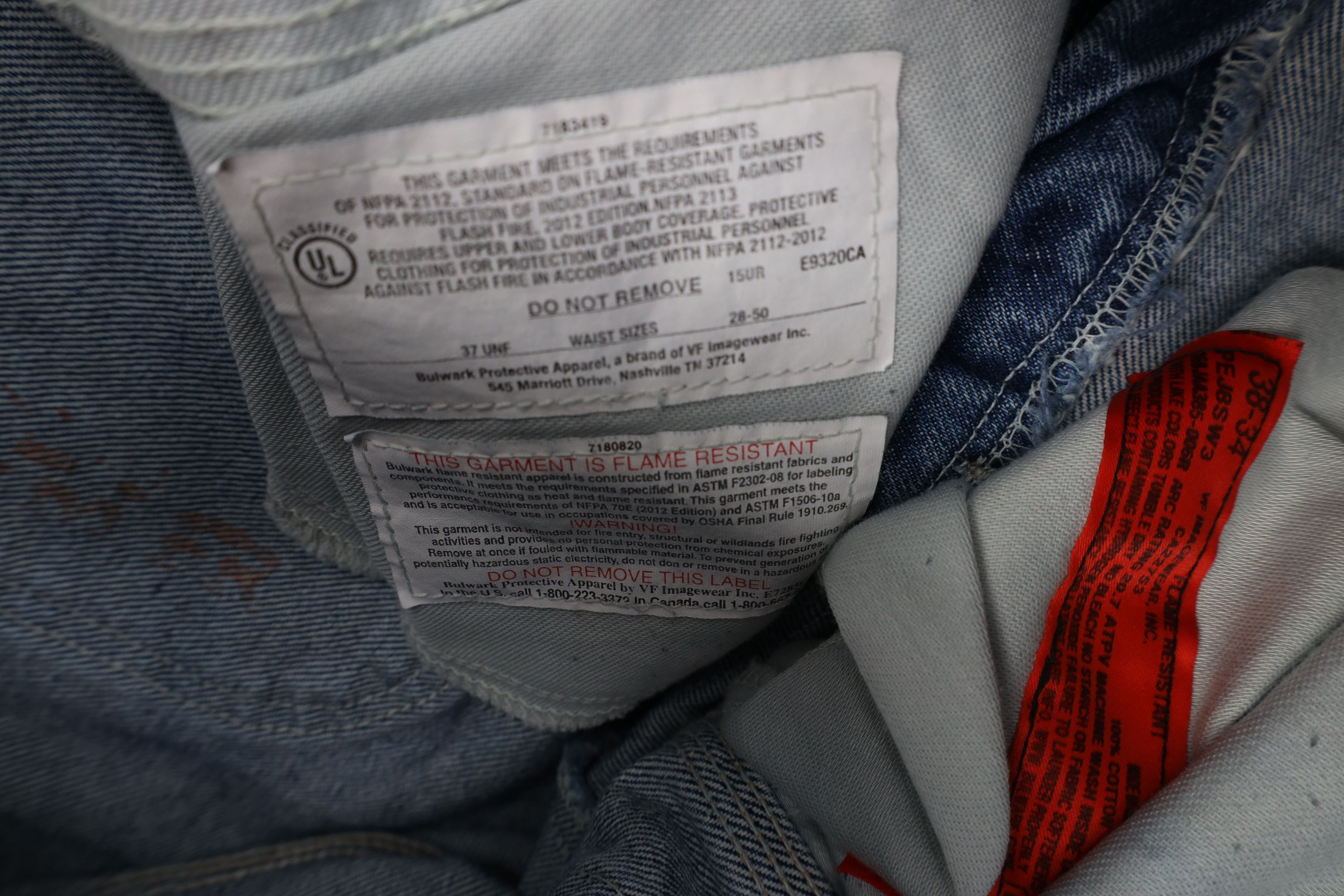 Vintage Bulwark FR Fire Flame Resistant Wide Leg Denim Jeans Size US 38 / EU 54 - 7 Thumbnail