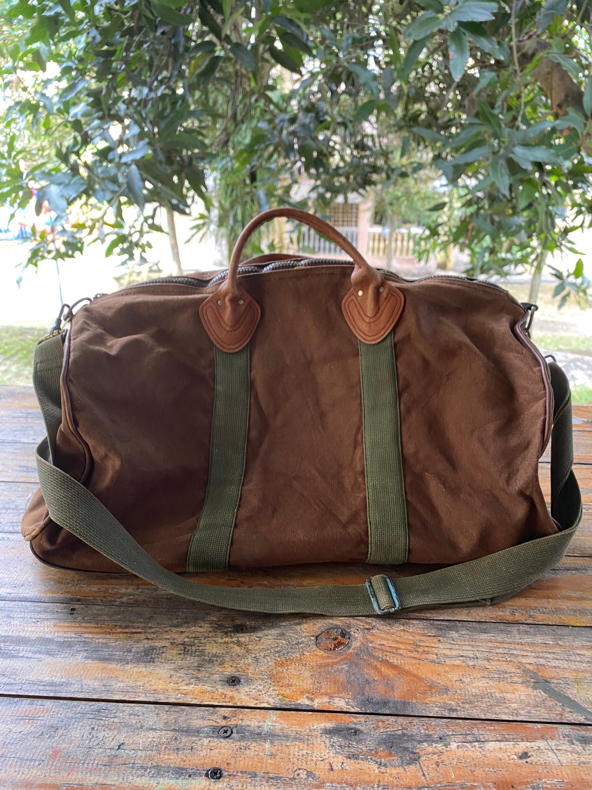 L.L. Bean 🔥1970s L.L.BEAN Zipper Duffel Bag V Dark Brown Size ONE SIZE - 16 Thumbnail