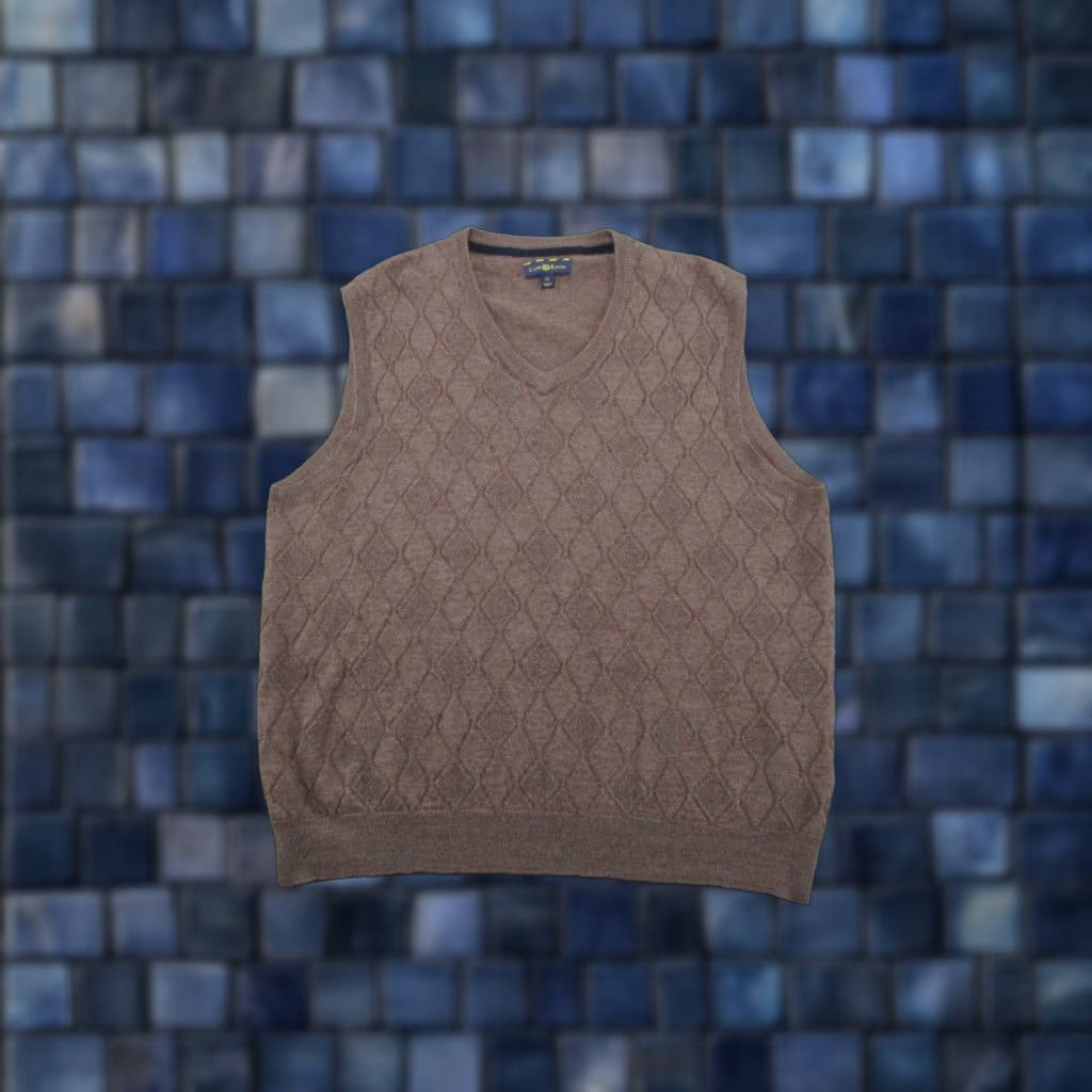 Club Room VEST Club Room Men's XL Knit Merino Wool Blend Brown Argyle Diamond Golf Grandpa Sleeveless V-Neck Casual Winter Spring Fall Size US XL / EU 56 / 4 - 1 Thumbnail