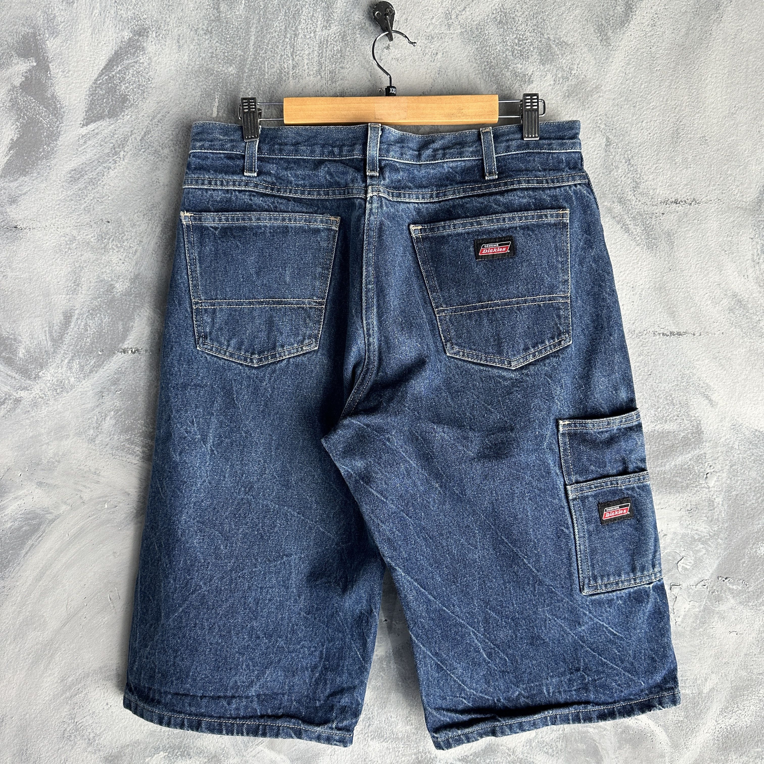 Dickies VTG Dickies Carpenter Shorts Denim Work Cargo Pockets Y2K Size US 33 - 1 Thumbnail