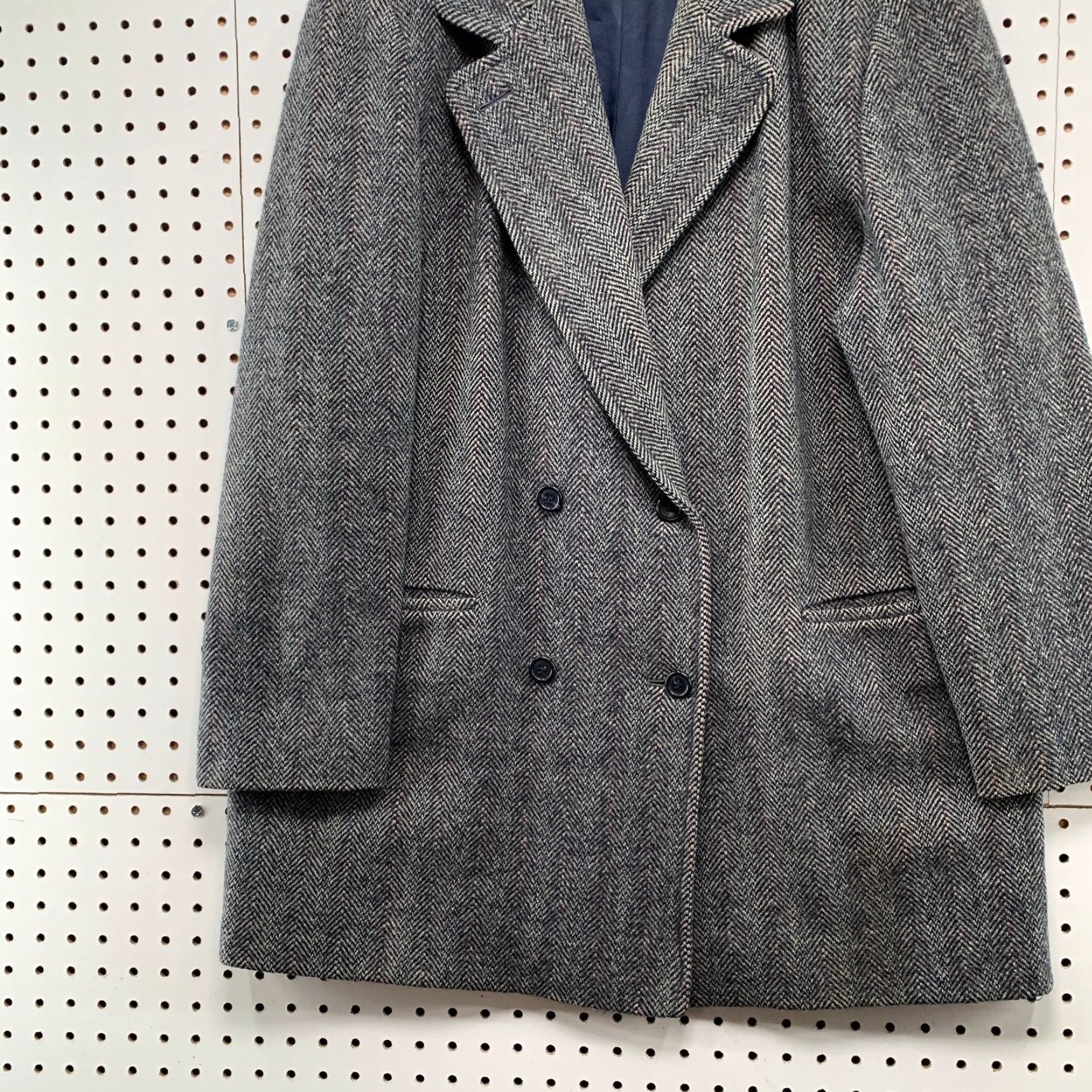 Vintage VINTAGE J.G. Hook Tweed Wool Overcoat Womens XL Herringbone Double Breasted Coat Size XL / US 12-14 / IT 48-50 - 3 Thumbnail