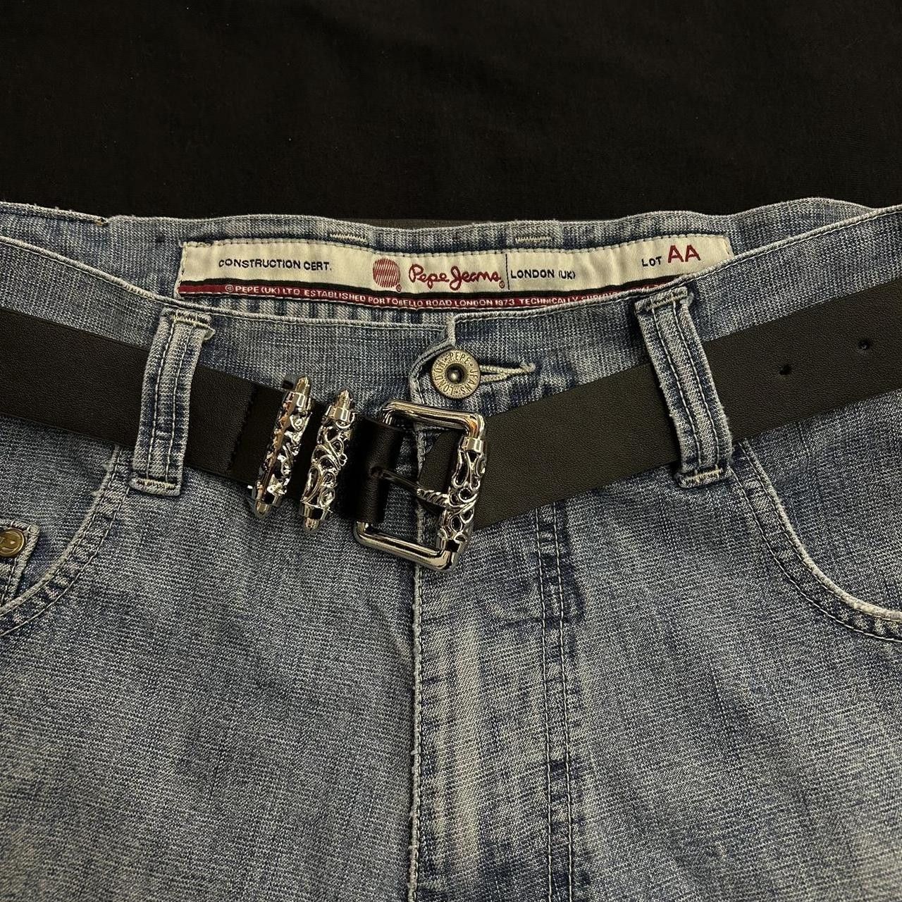 Japanese Brand × Vintage Y2K 2000s Silver Cross Hip Hop Skater Black Roller Belt Size ONE SIZE - 2 Thumbnail