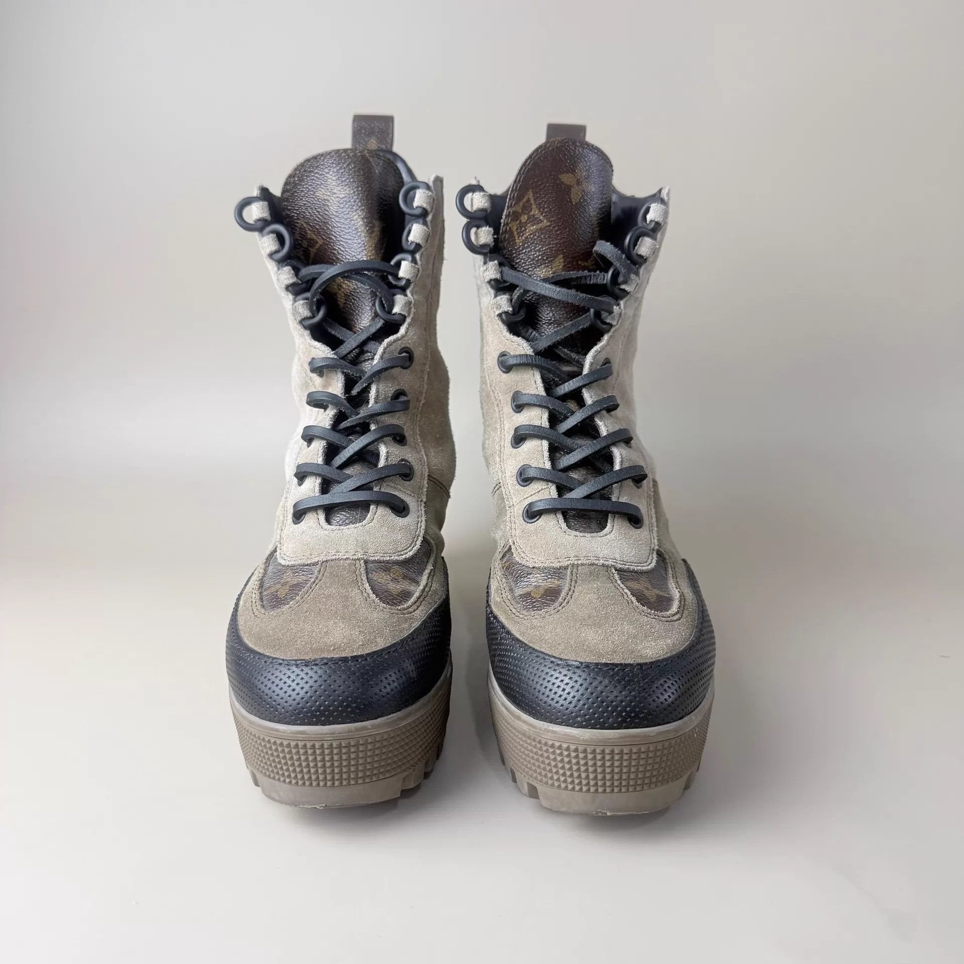 Louis Vuitton LV Dark Brown Monogram Lace-up Boots EUR 36.5 Size US 6 / IT 36 - 2 Thumbnail