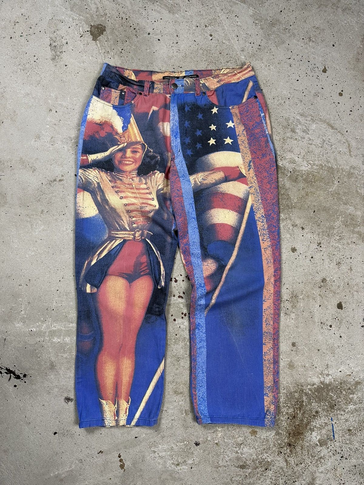 Japanese Brand × Vintage Vintage 90s American Flag Girl Print US Pants Rare Size US 30 / EU 46 - 1 Thumbnail