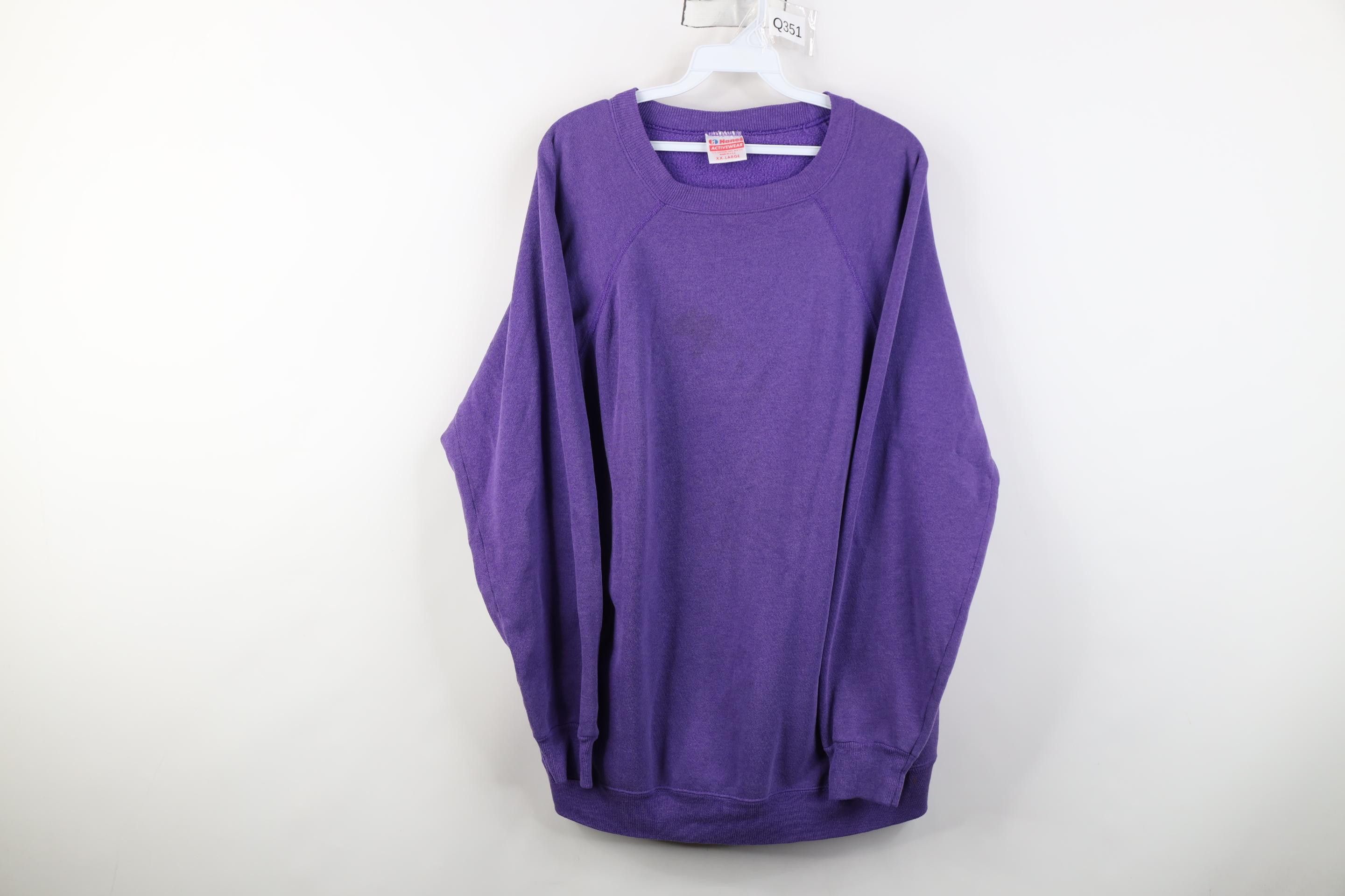 Vintage Vintage 90s Streetwear Raglan Crewneck Sweatshirt Purple USA Size XXL / US 16-18 / IT 52-54 - 1 Thumbnail