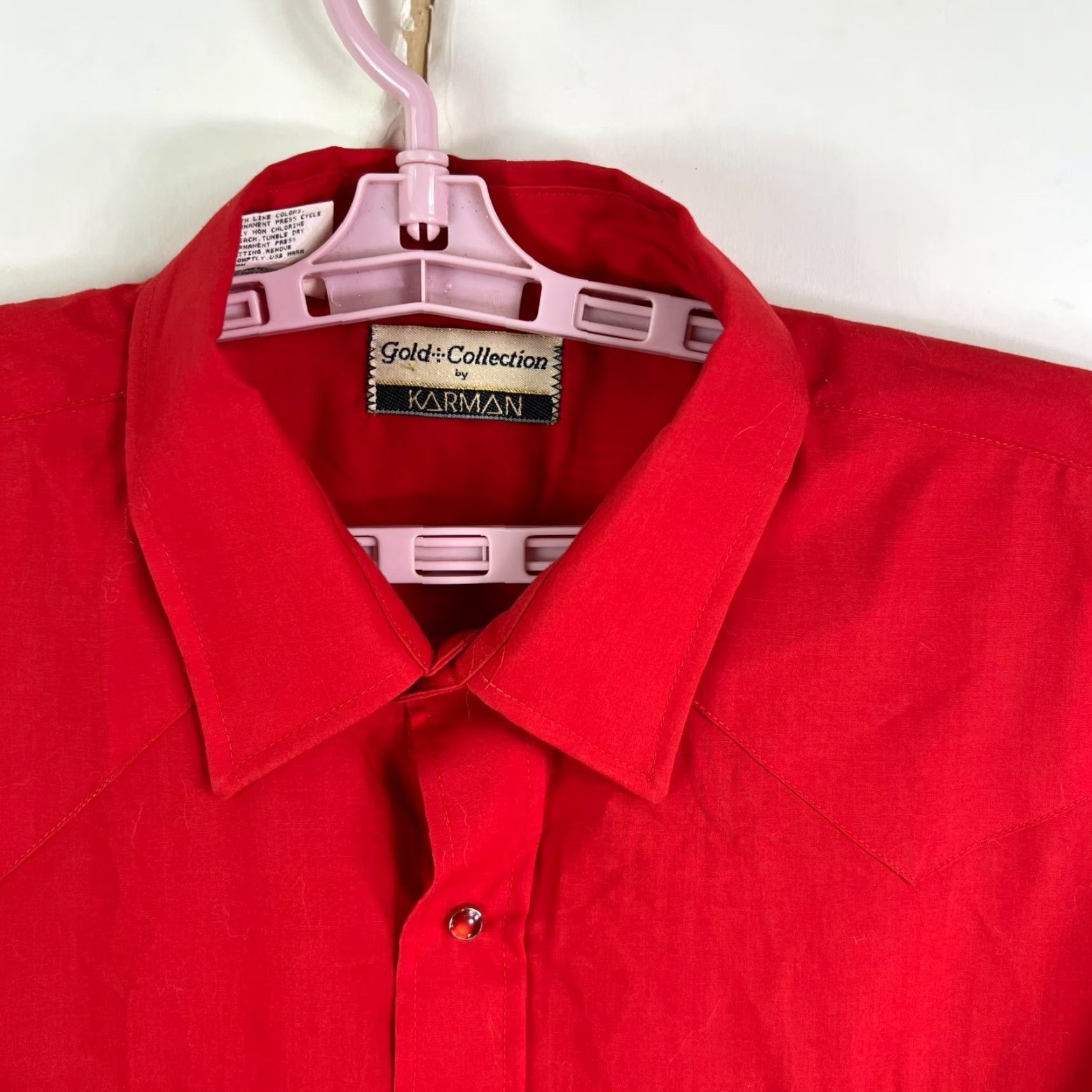 Armani VINTAGE Karman Western Pearl Snap Button-Up Shirt Mens XL Red Short Sleeve Size US XL / EU 56 / 4 - 4 Thumbnail