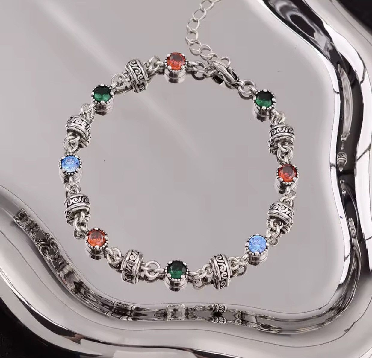 Jewelry Colorful Crystal 925 Sterling Silver Female Bracelet Size ONE SIZE - 5 Thumbnail