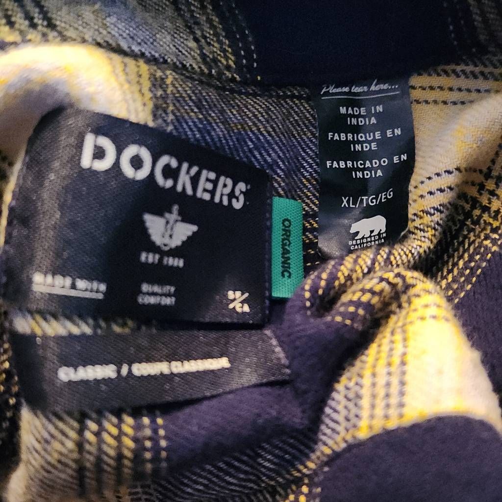 Dockers Dockers Men's Size XL Blue Yellow Plaid Flannel Button Down Size US XL / EU 56 / 4 - 4 Thumbnail