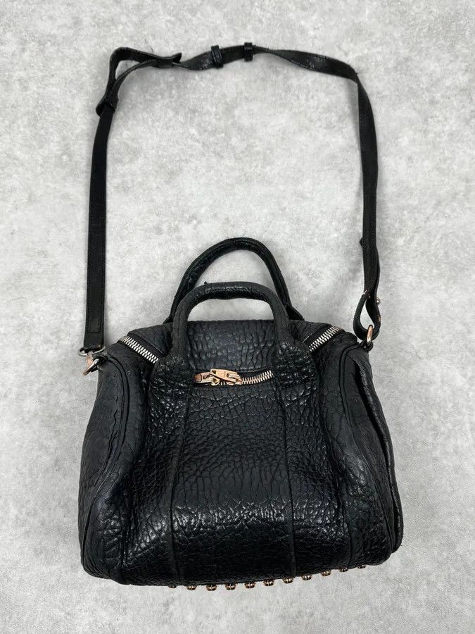 Alexander Wang Alexander Wang Black Studded Grained Leather Shoulder Bag Size ONE SIZE - 1 Thumbnail
