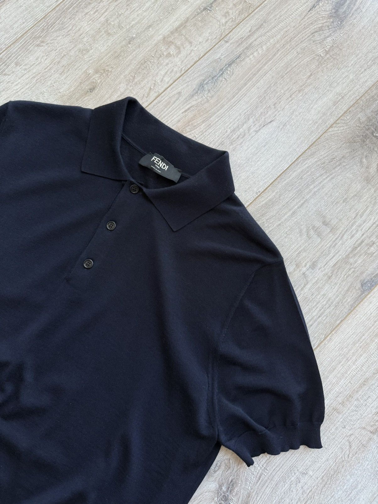 Fendi Fendi FF Logo Pique Navy Blue Polo button down Size US M / EU 48-50 / 2 - 7 Thumbnail