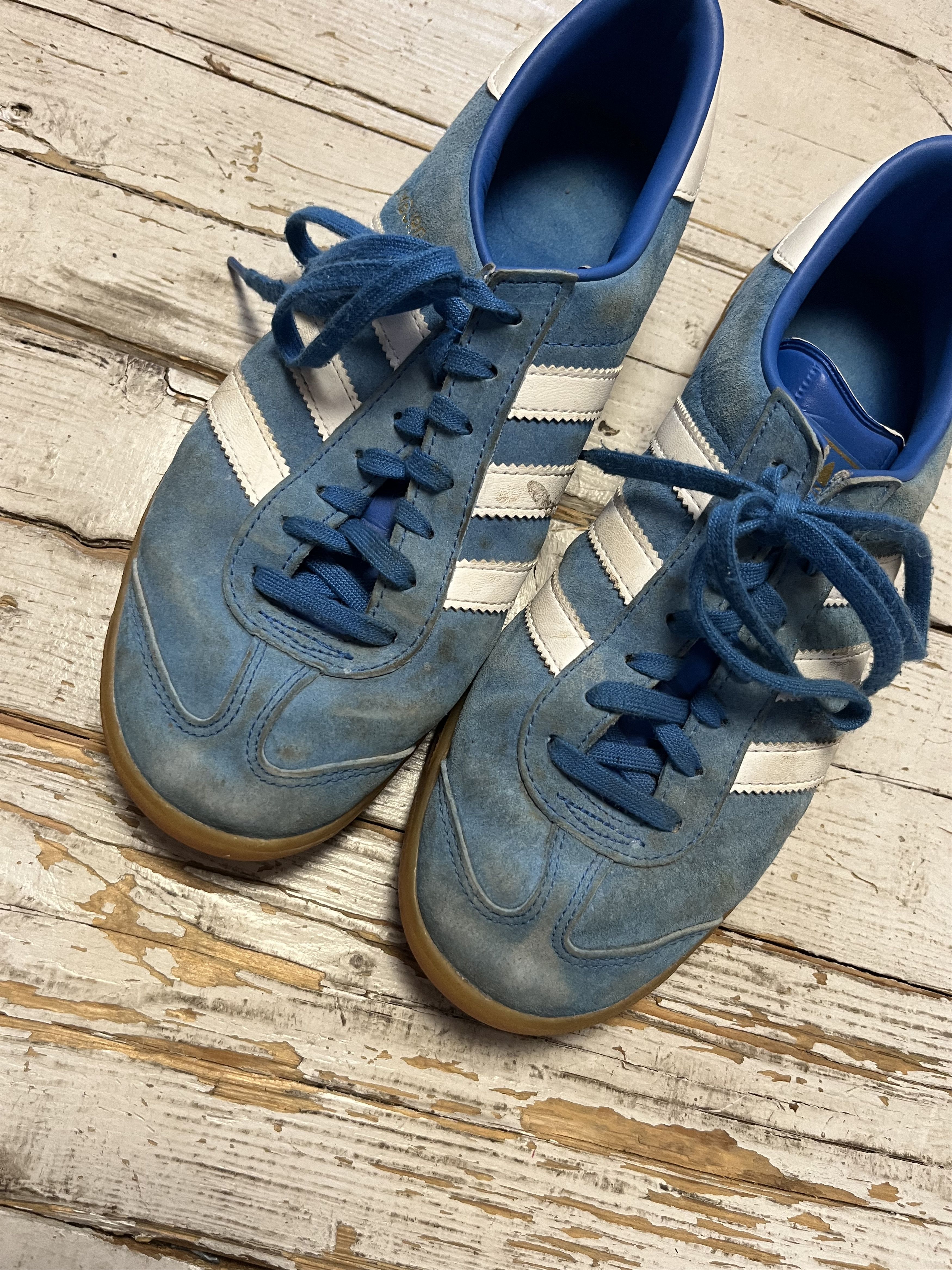 Adidas × Vintage Adidas Hamburg (Samba) Handball Shoes Blue and White Size US 7 / EU 40 - 5 Thumbnail