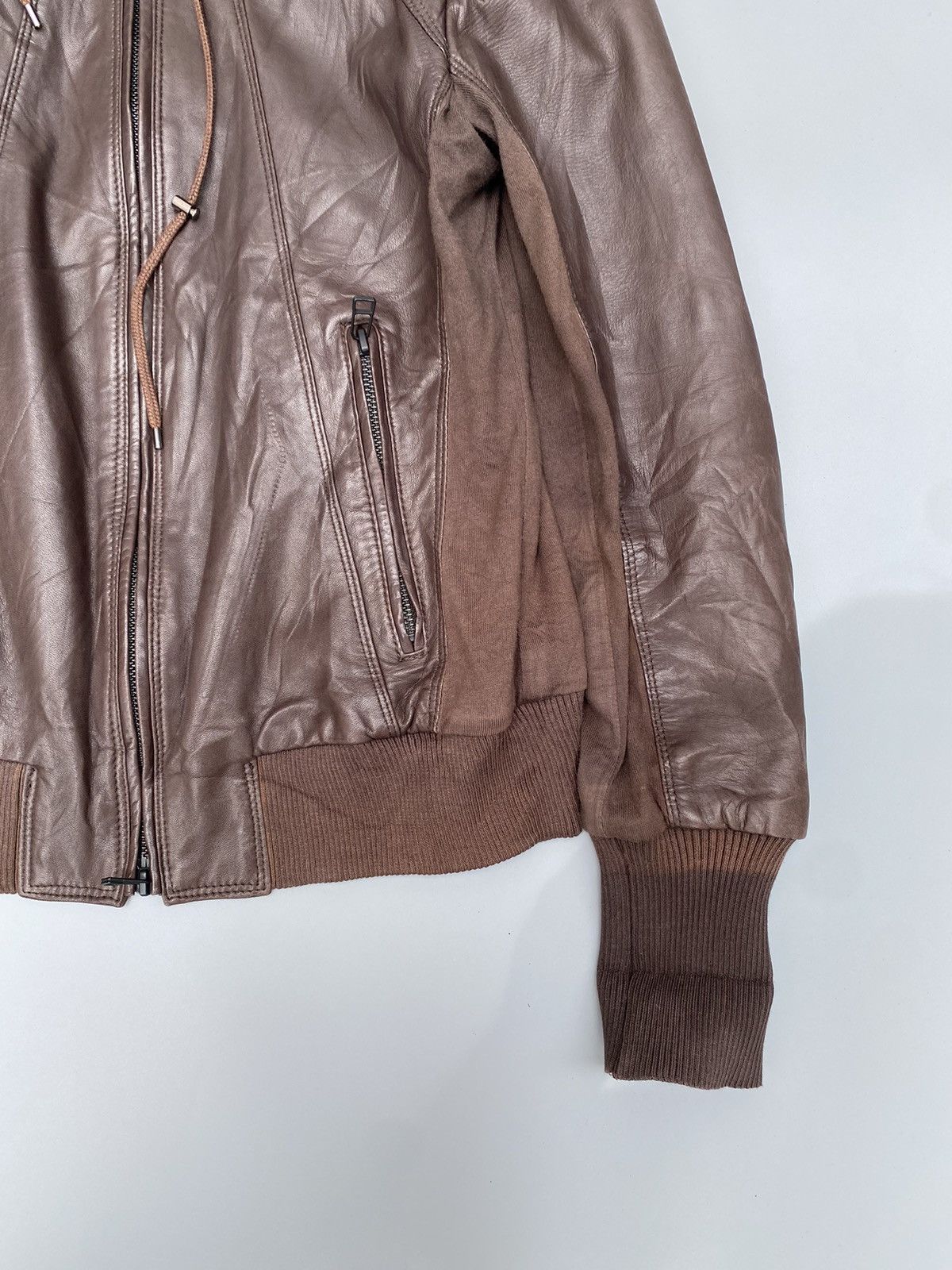 If Six Was Nine × KMRii Custom Culture- Punk Leather-Trimmed Hooded Zip up Jacket Size US XXS / EU 40 - 5 Thumbnail