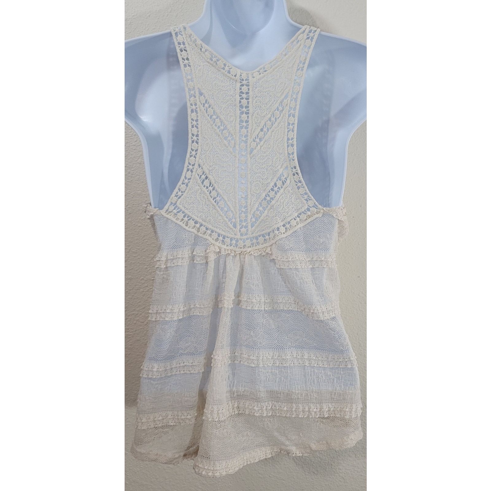Other Pink Eli Cream Lace Overlay Racerback Tank Top Small Lined Size S / US 4 / IT 40 - 3 Thumbnail