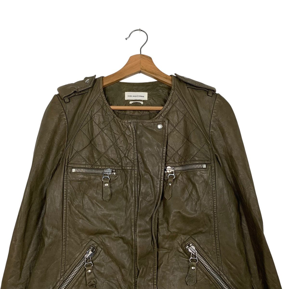 Isabel Marant Etoile Isabel Marant Etoile Olive Green Leather Jacket Size S / US 4 / IT 40 - 2 Thumbnail