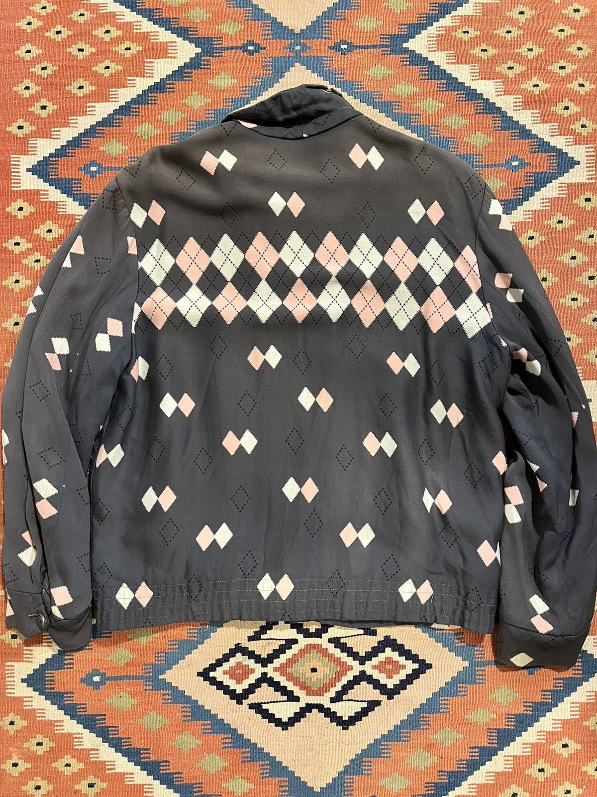 Vintage Vintage 50’s Rayon Gaberdine Atomic Argyle Ricky Jacket Sz L Size US L / EU 52-54 / 3 - 2 Thumbnail