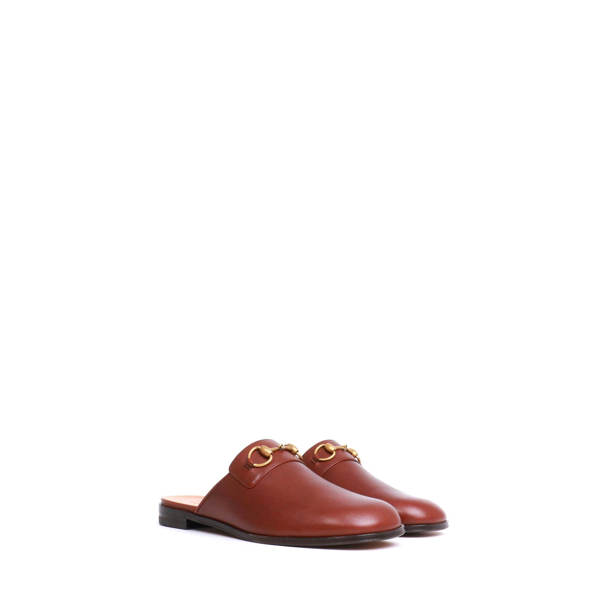 Gucci GUCCI - Gucci Mors mules in brown smooth leather (T42) Size US 11 / IT 41 - 1 Thumbnail