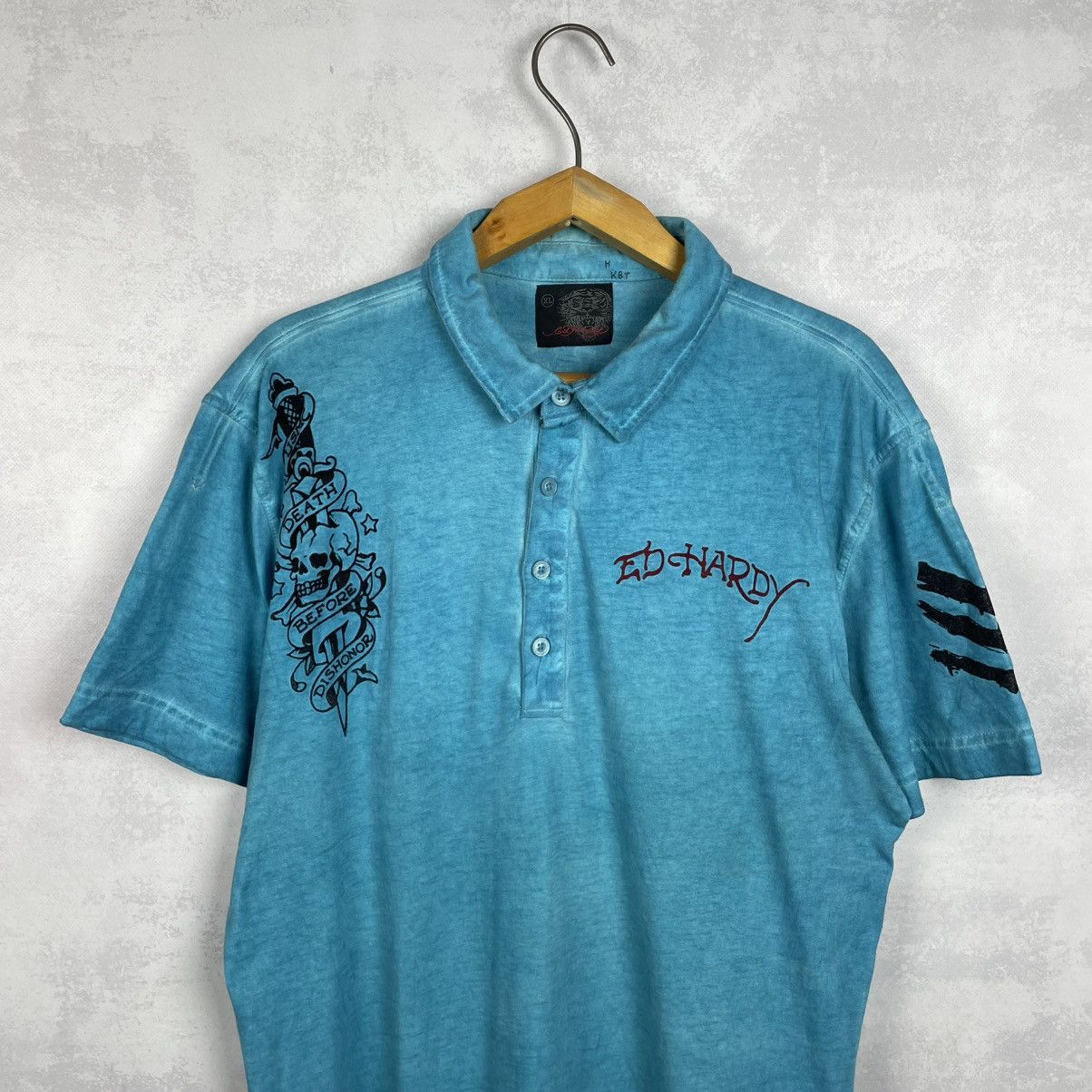Christian Audigier × Ed Hardy Ed Hardy Big Logo Mens Polo Shirt Size L-XL Size US XL / EU 56 / 4 - 4 Thumbnail