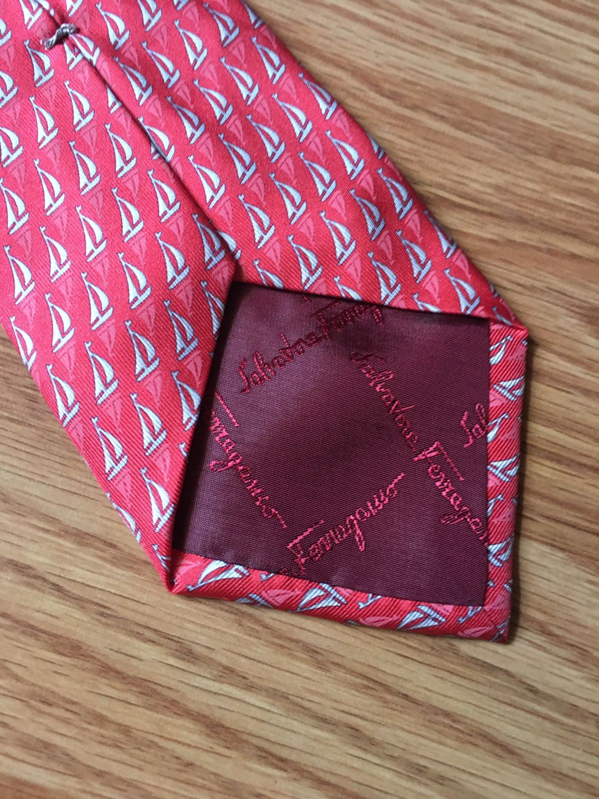 Salvatore Ferragamo Salvatore Ferragamo Ships Design Silk Mens Tie Size ONE SIZE - 4 Thumbnail
