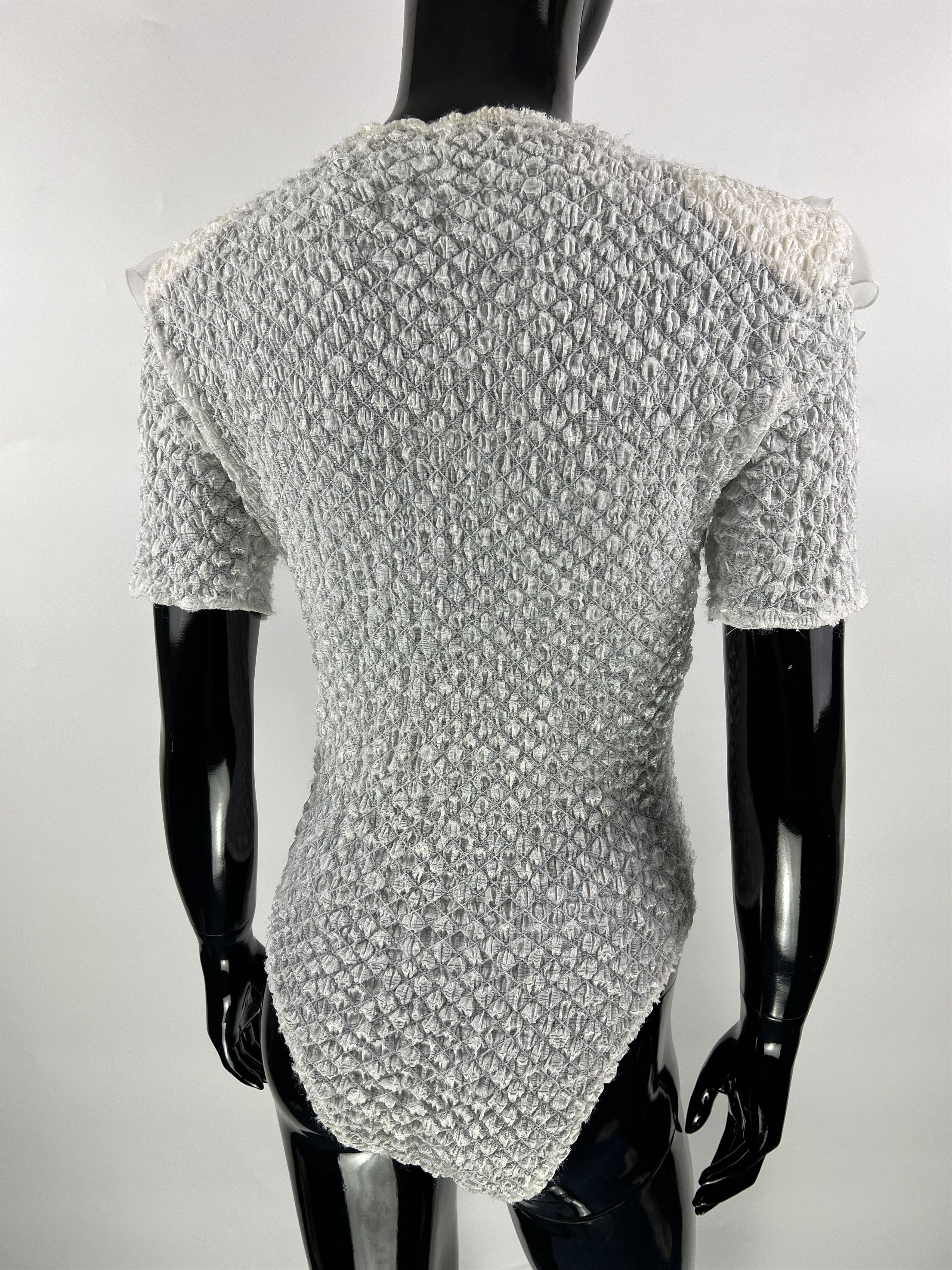 Designer × Vintage Georges Barhel Rufled Rhinestones Short Sleeve Bodysuit S/M Size M / US 6-8 / IT 42-44 - 6 Thumbnail