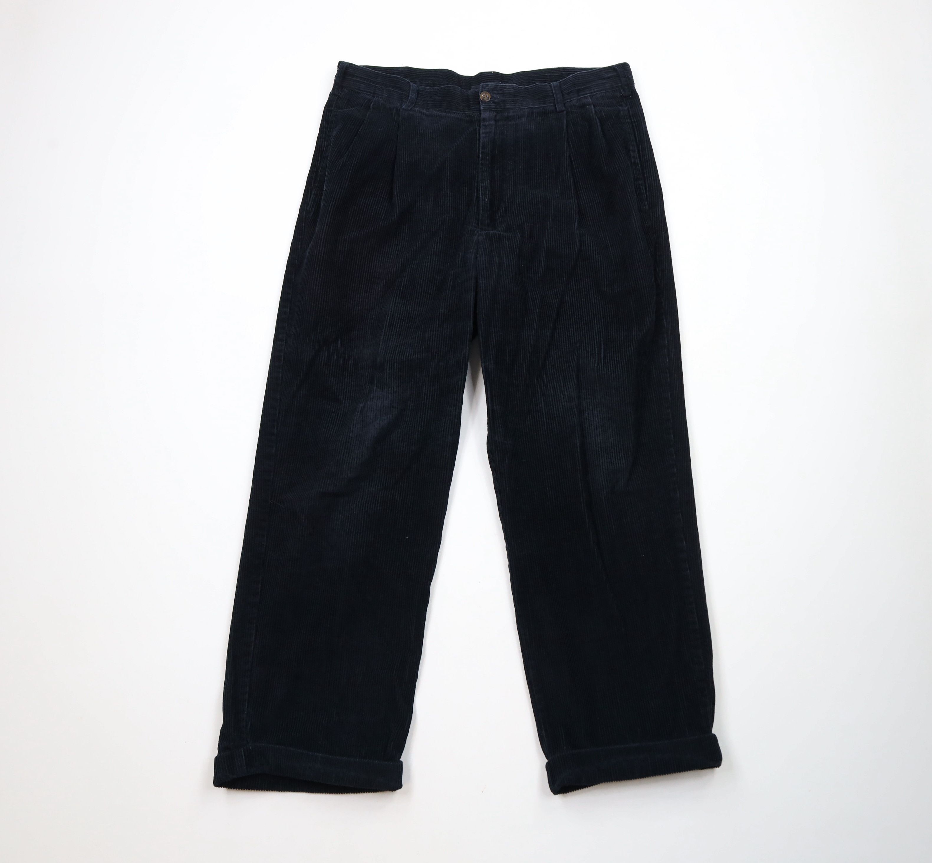 Vintage Vintage 90s Streetwear Cuffed Wide Leg Corduroy Pants Size US 34 / EU 50 - 1 Thumbnail