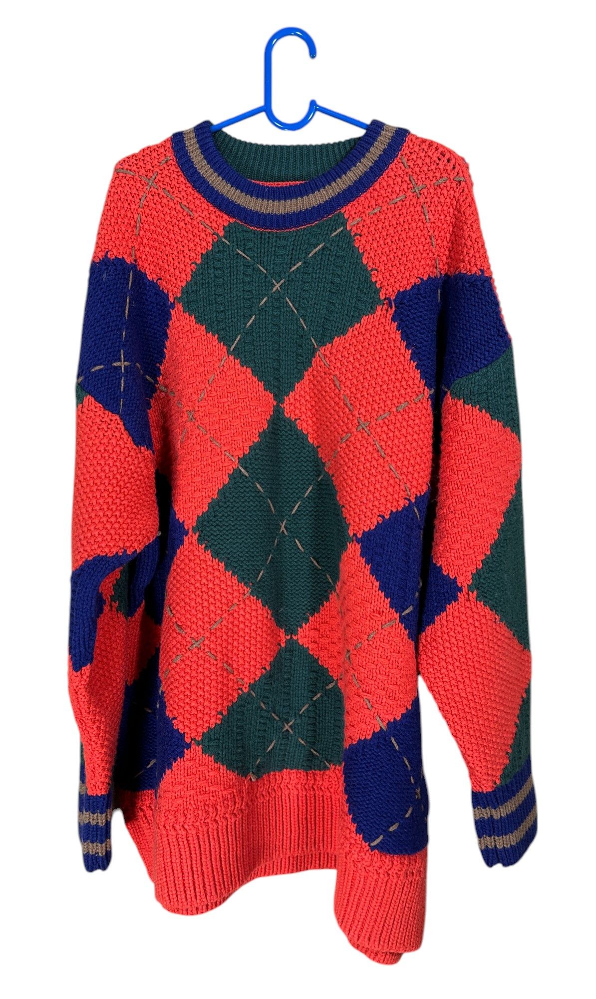 Gant Bold Argyle Crew Neck Oversized Sweater Size US L / EU 52-54 / 3 - 5 Thumbnail