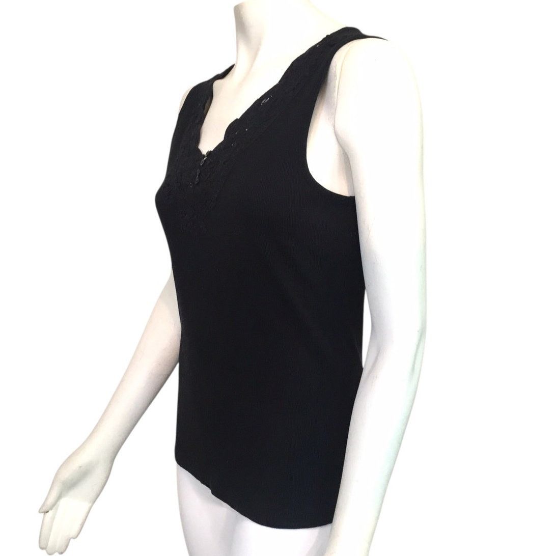 Lauren Ralph Lauren Lauren Ralph Lauren Knit Top Sleeveless V-Neck Black Large Size L / US 10 / IT 46 - 5 Thumbnail