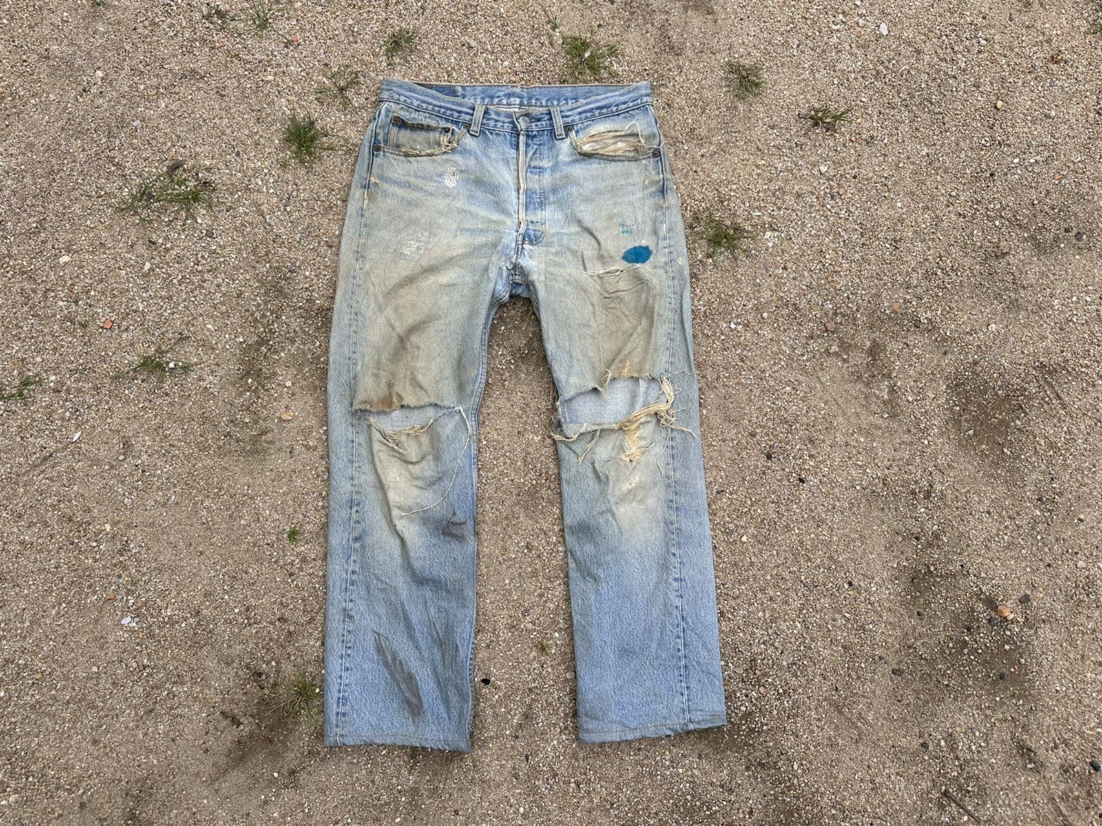 Levi's × Vintage Vtg Levis 501xx distress denim Size US 33 - 2 Thumbnail
