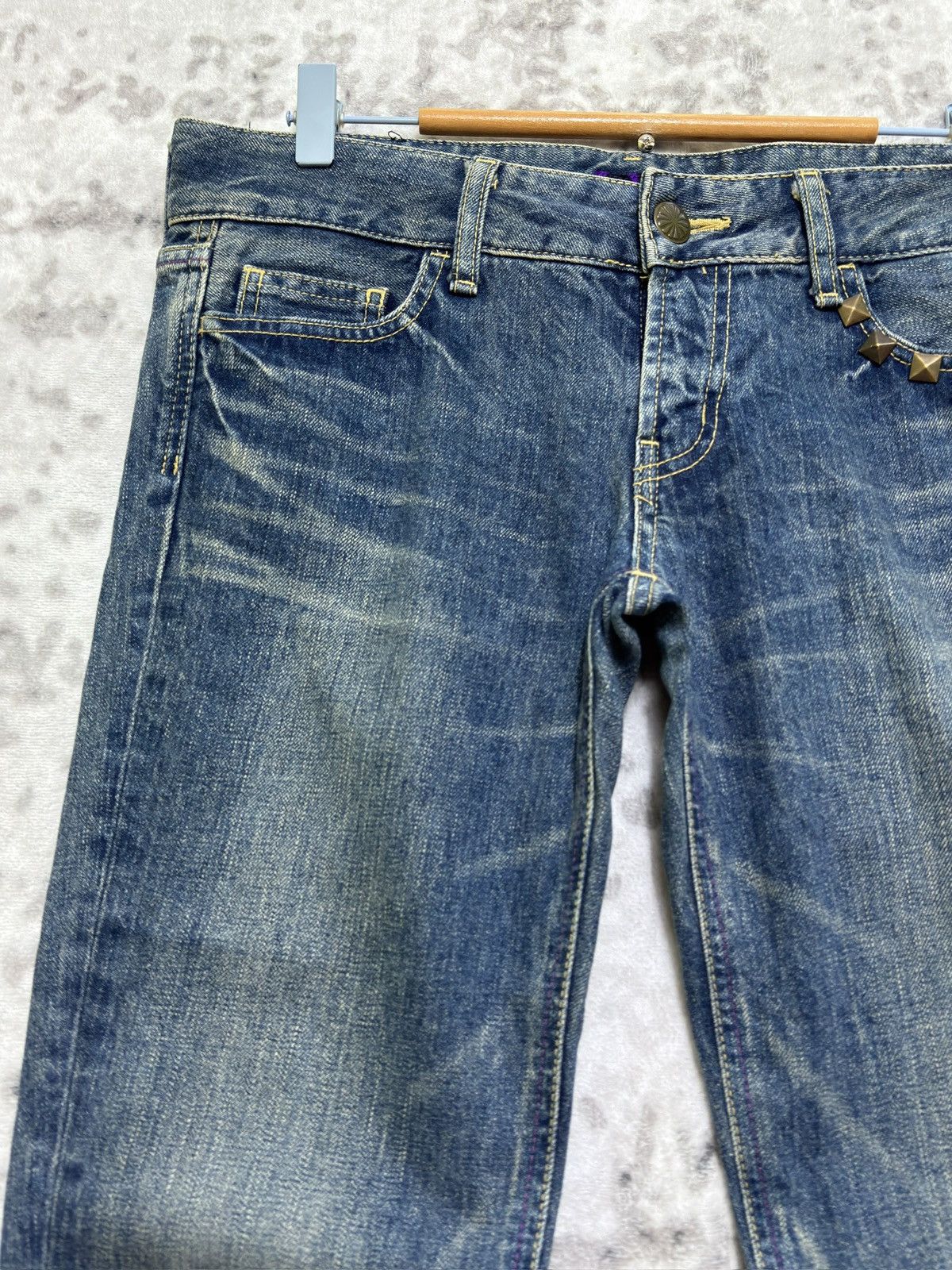 Hysteric Glamour SLY Y2K Low Rise Studded Bootcut Mud Wash Denim Jeans Size US 32 / EU 48 - 4 Thumbnail