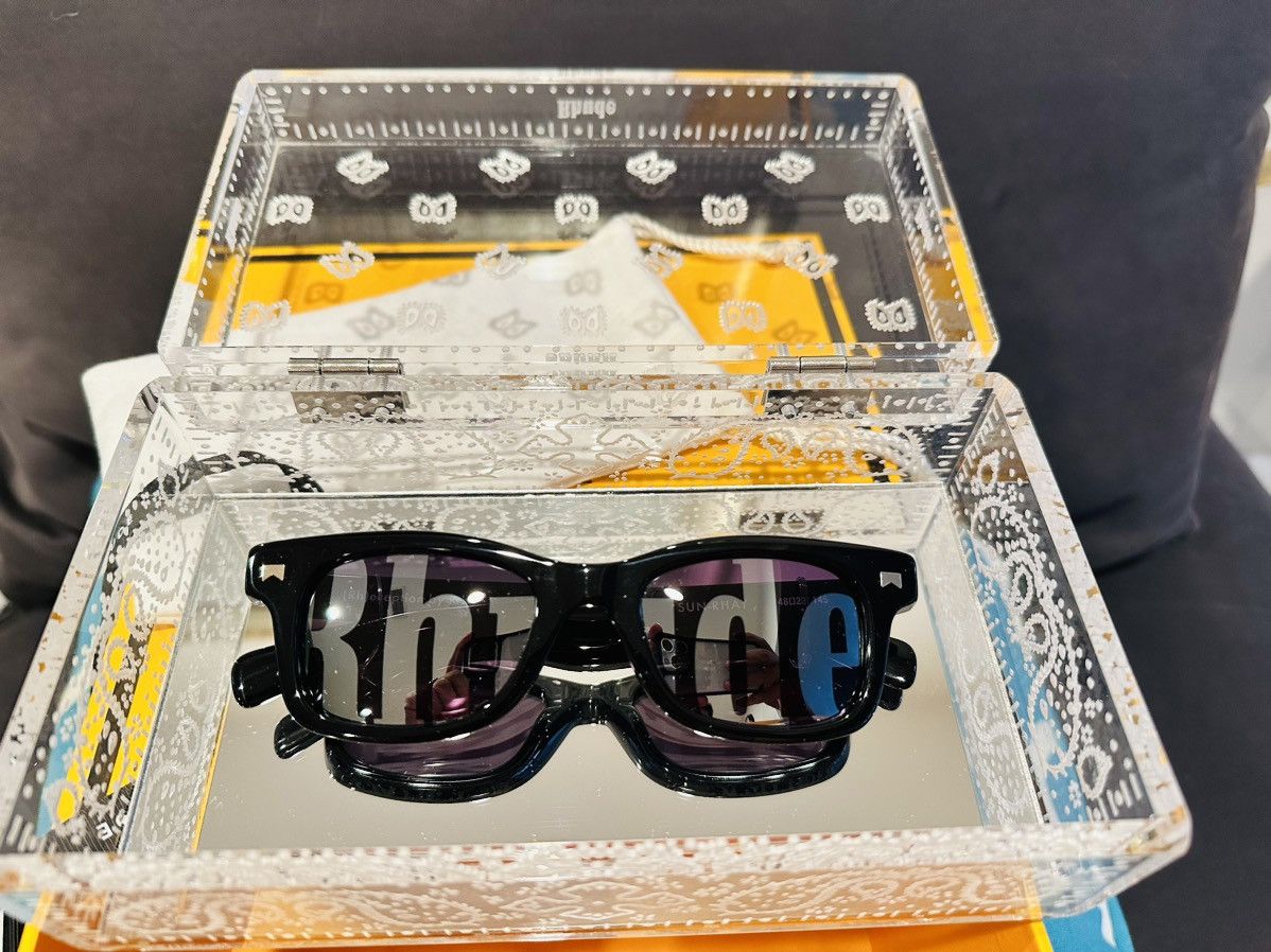 image of Rhude Sun-Rhay Rheception Sunglasses in Black, Men's