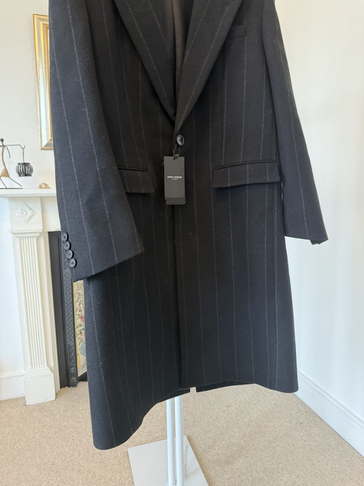Saint Laurent Paris FW23 Saint Laurent Striped Felt and Wool Tailored Coat Size US L / EU 52-54 / 3 - 2 Thumbnail